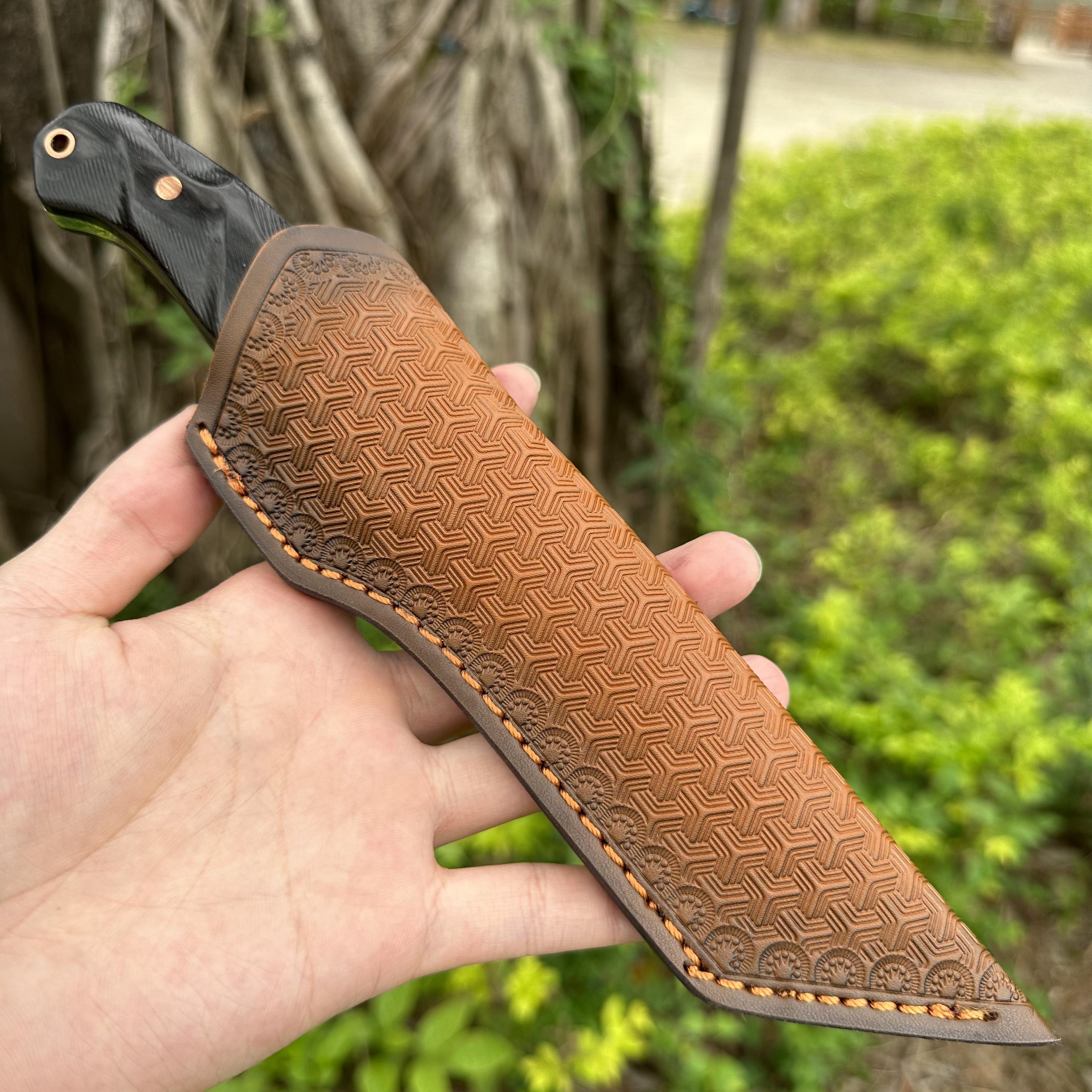 XG4271 AUS-8 Fixed Blade Knife Sandalwood Handle Leather Sheath