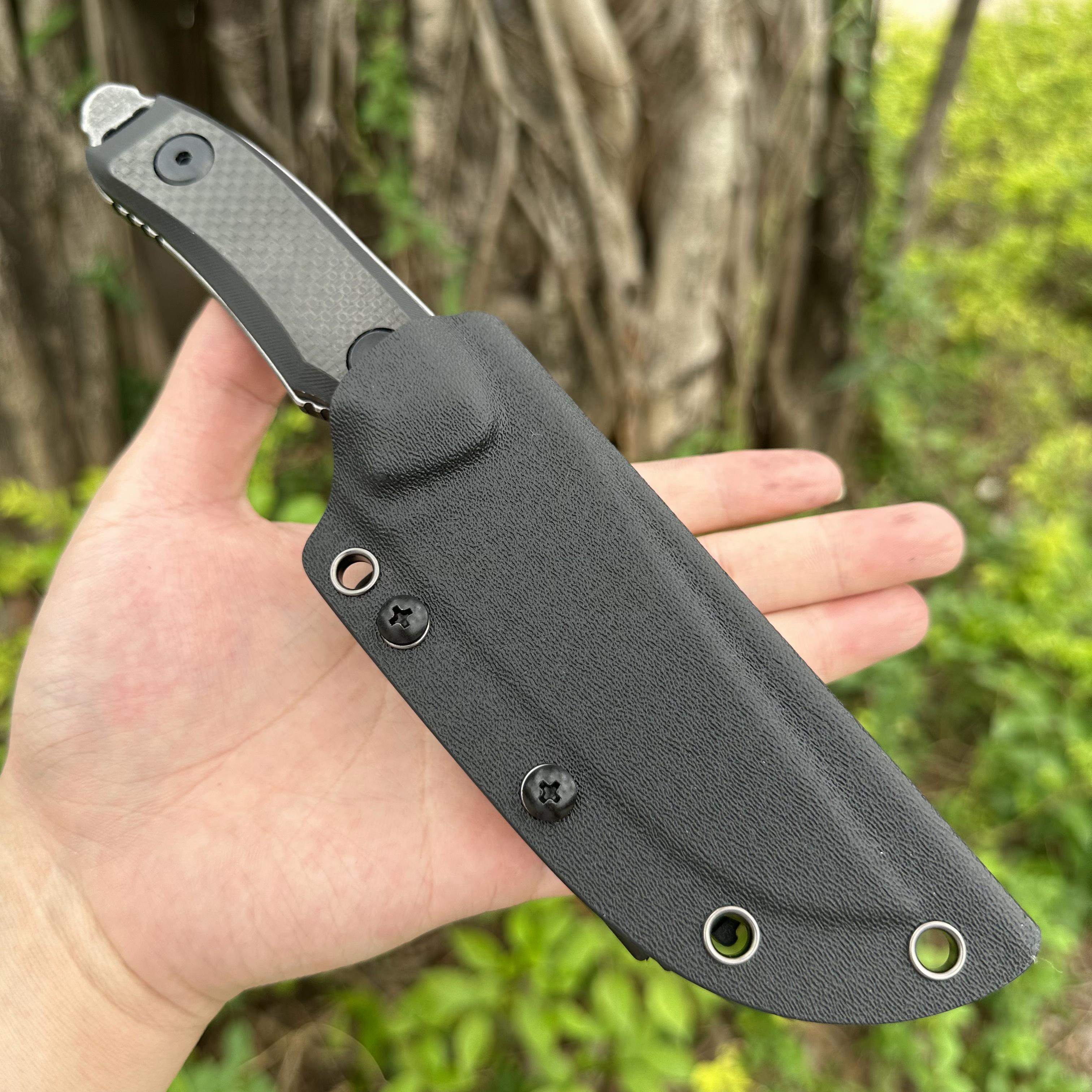 TK02 AUS-8 Fixed Blade Knife Carbon Fiber Handle Kydex Sheath