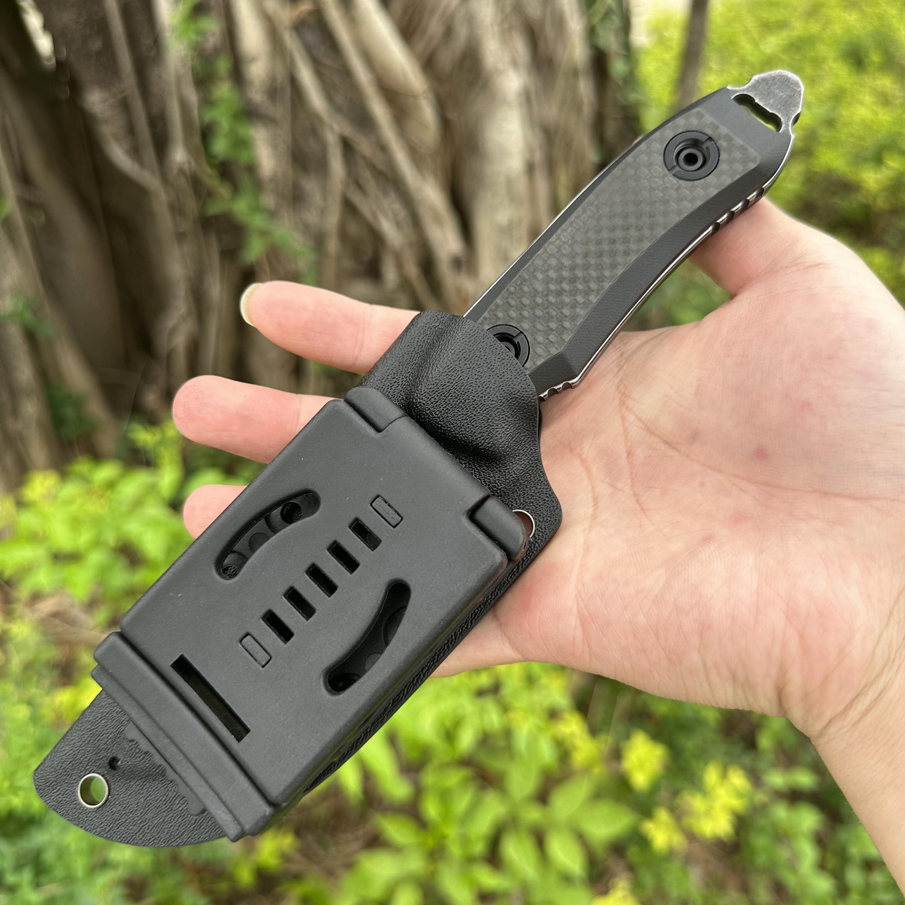 TK02 AUS-8 Fixed Blade Knife Carbon Fiber Handle Kydex Sheath