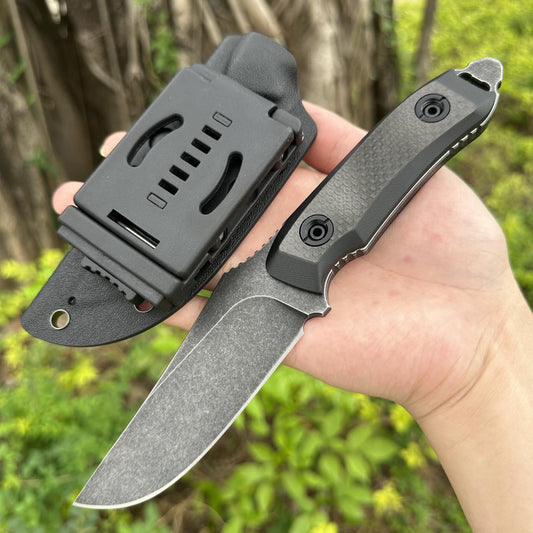 TK02 AUS-8 Fixed Blade Knife Carbon Fiber Handle Kydex Sheath