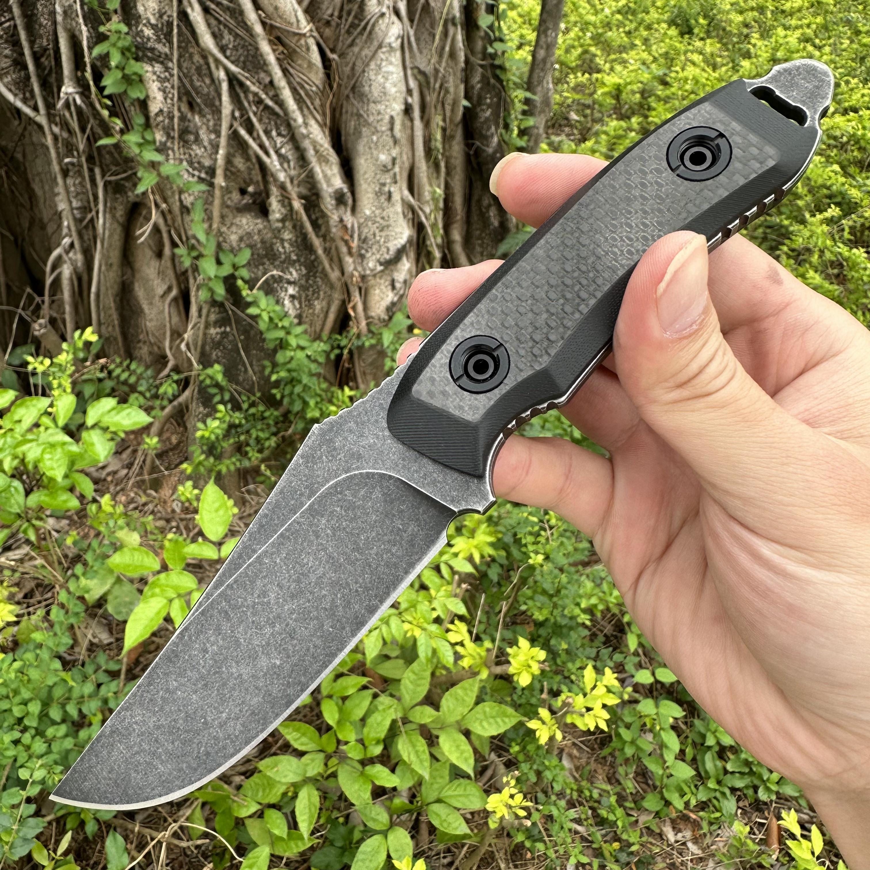 TK02 AUS-8 Fixed Blade Knife Carbon Fiber Handle Kydex Sheath