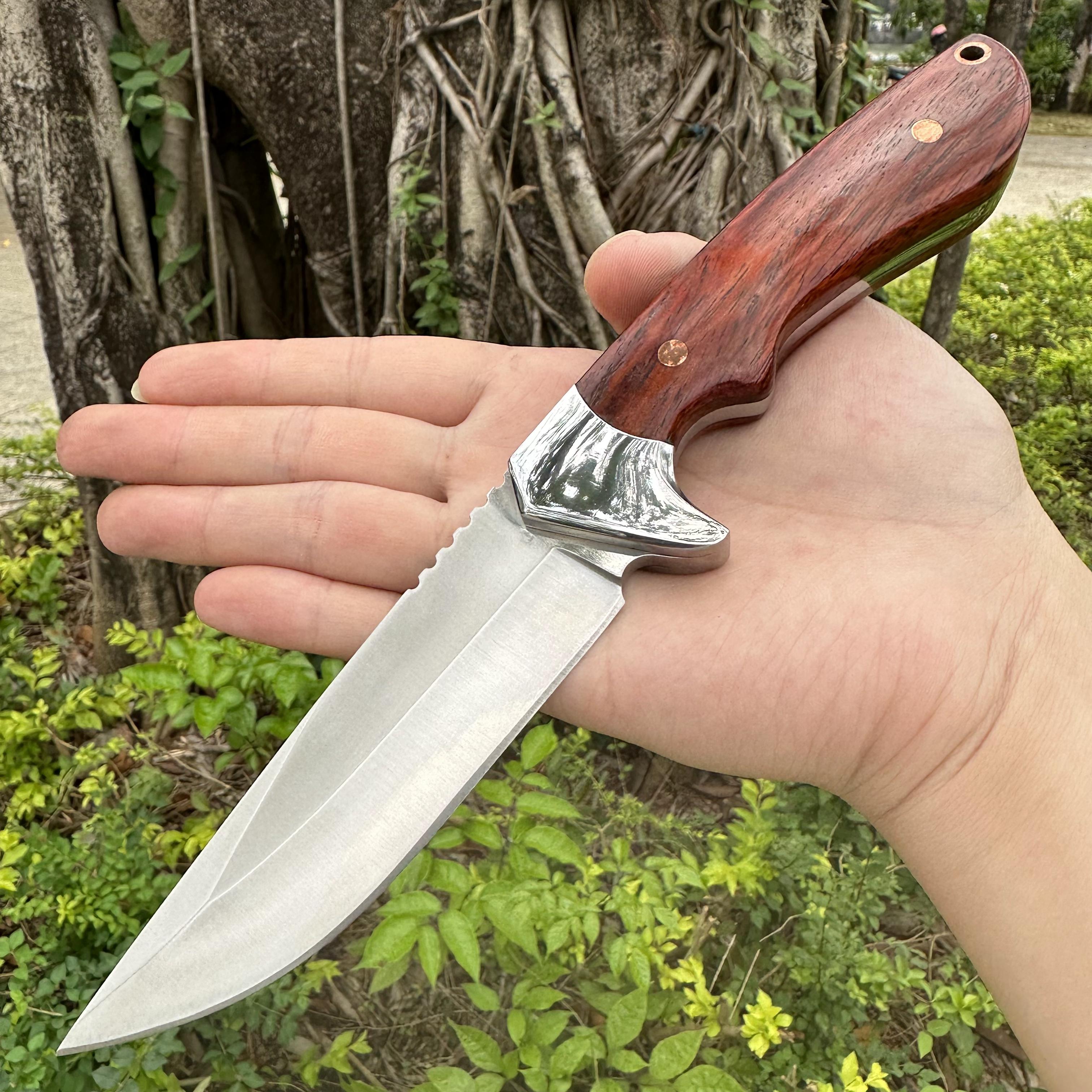 XG4275 D2 Fixed Blade Knife Sandalwood Handle Leather Sheath