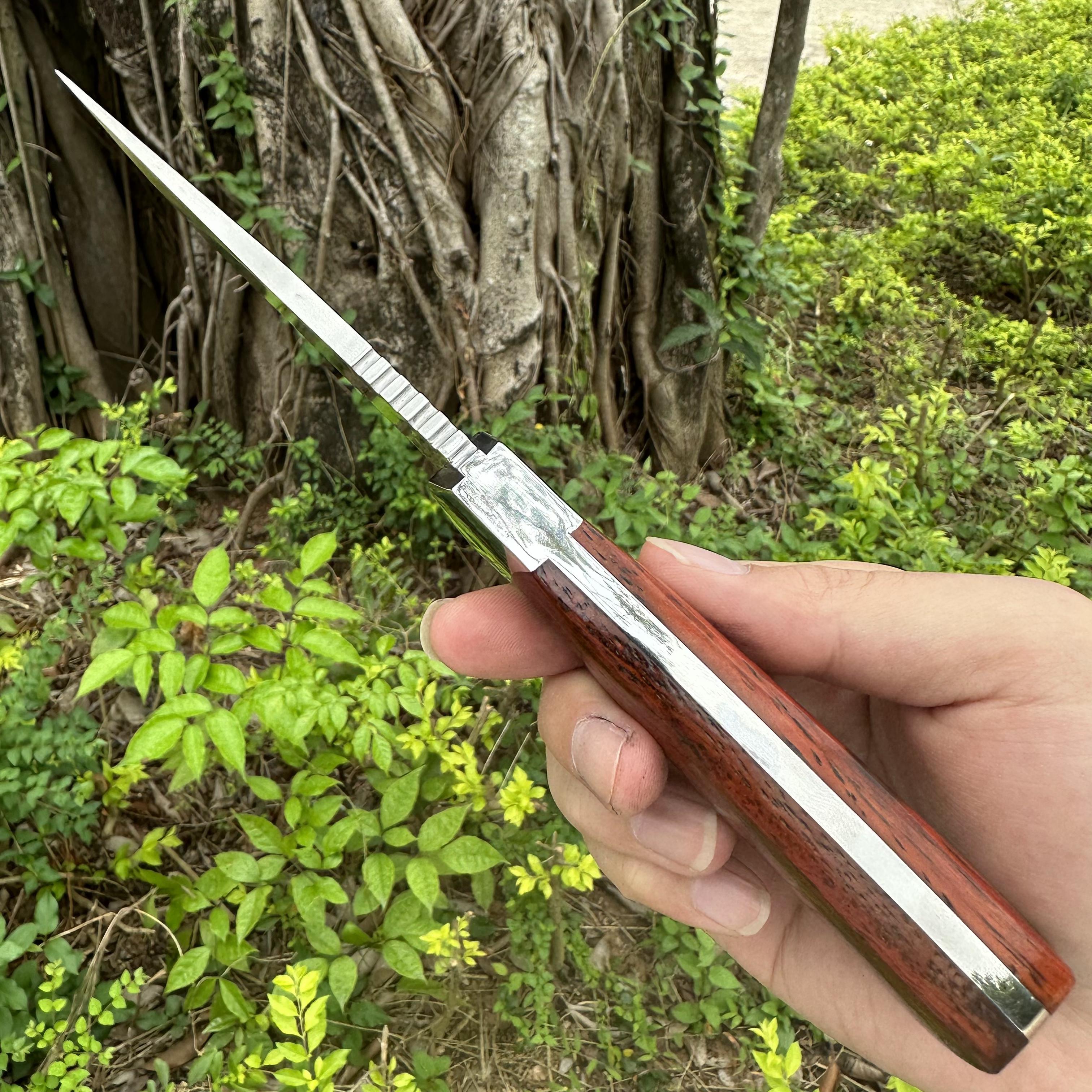 XG4275 D2 Fixed Blade Knife Sandalwood Handle Leather Sheath