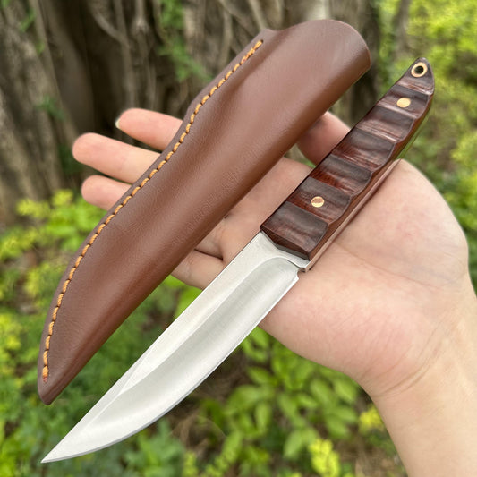 XG4261 Fixed D2 Blade Cocobolo Wood Handle Leather Sheath