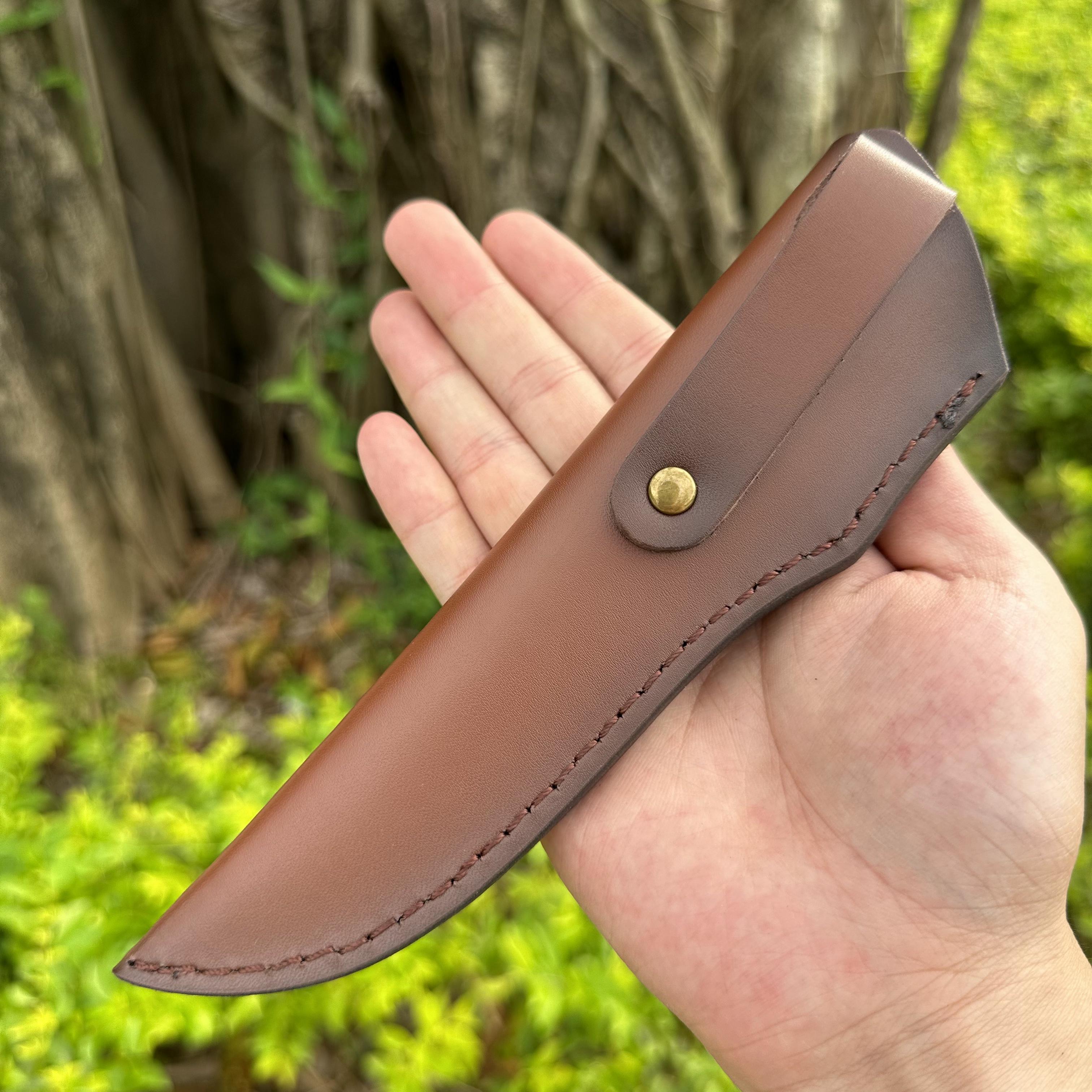 DG2369 Fixed Damascus Blade Agate Rosewood Handle Leather Sheath