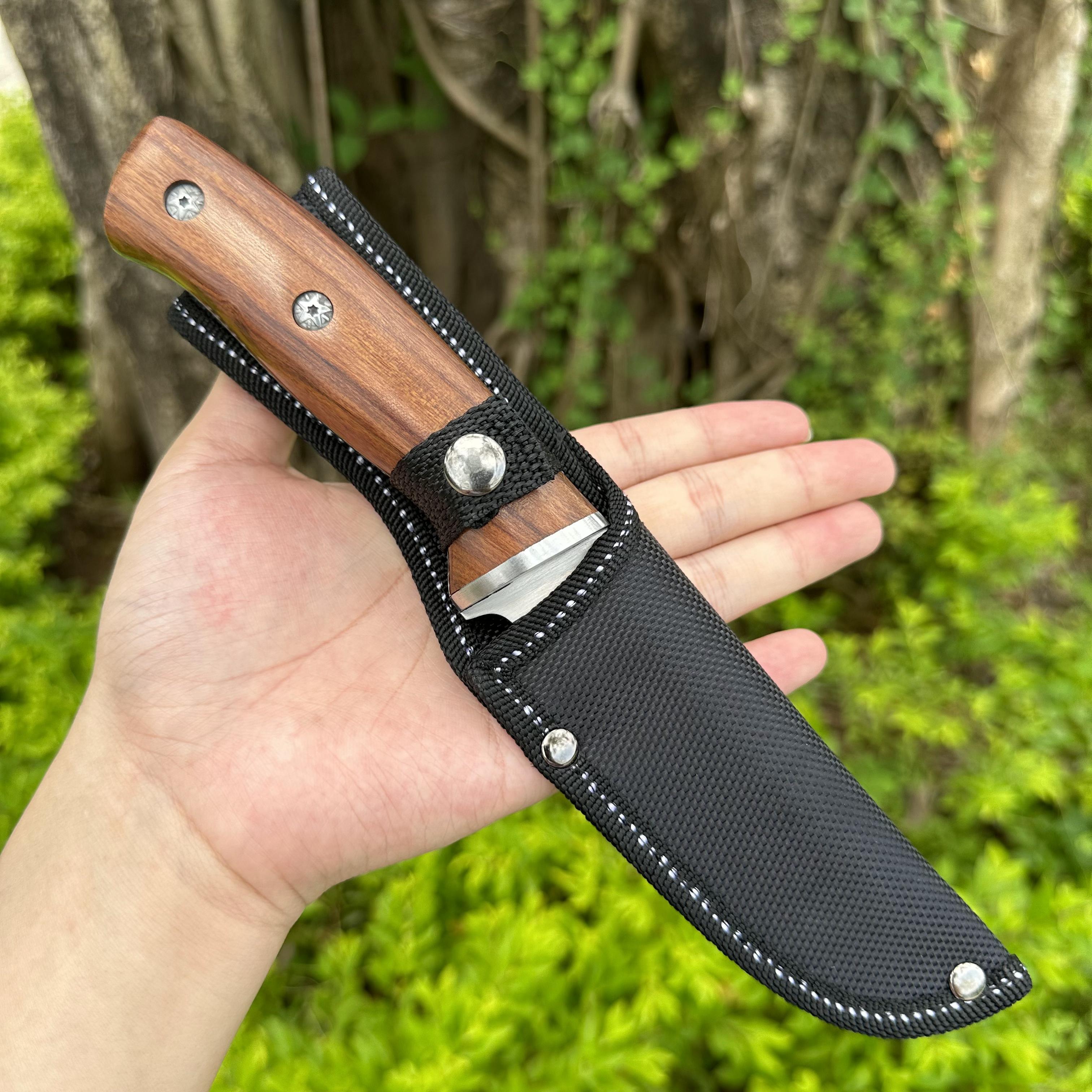 00378 SS420J2 Fixed Blade Knife Rose Wood Handle Nylon Bag