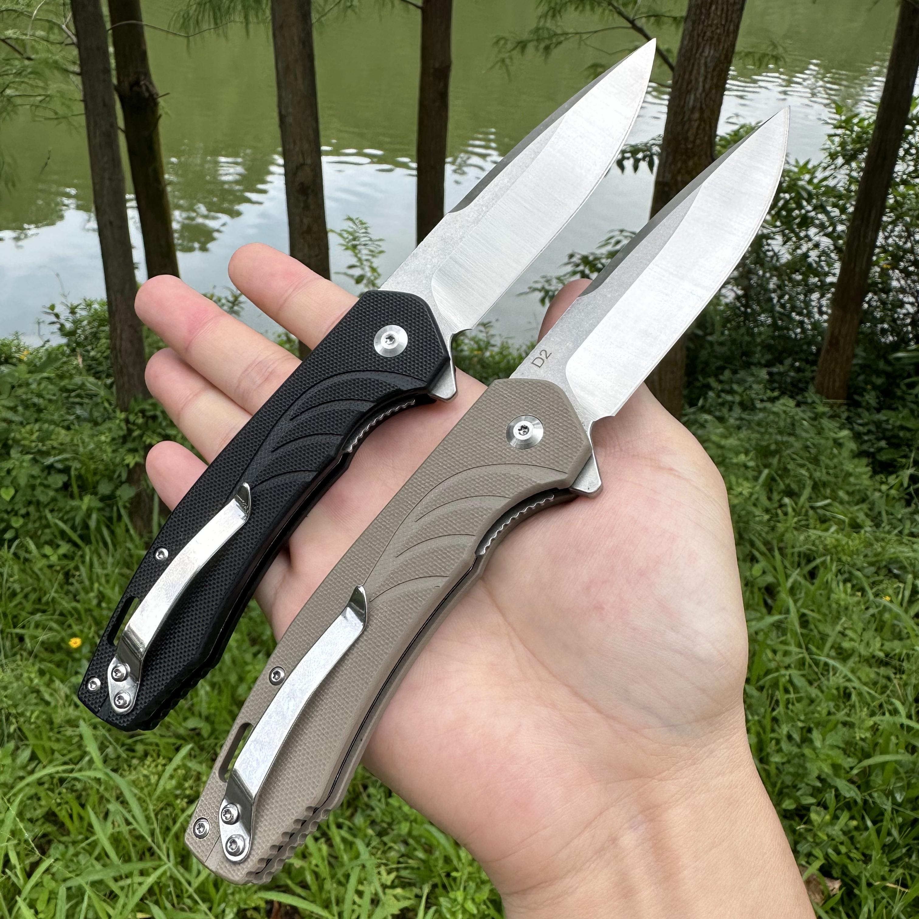 JJ048 D2 Blade G10 Handle Folding Knife Liner Lock