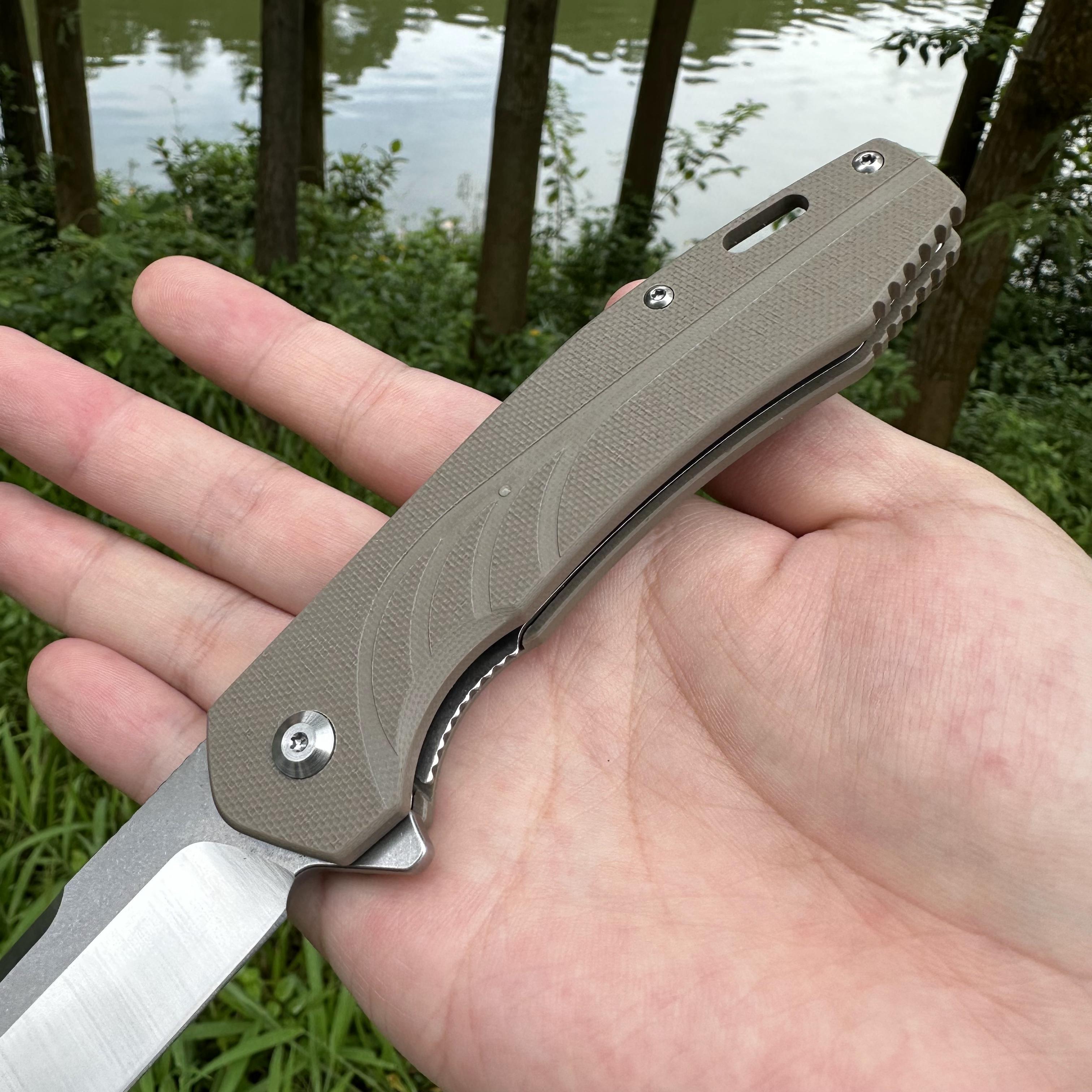 JJ048 D2 Blade G10 Handle Folding Knife Liner Lock