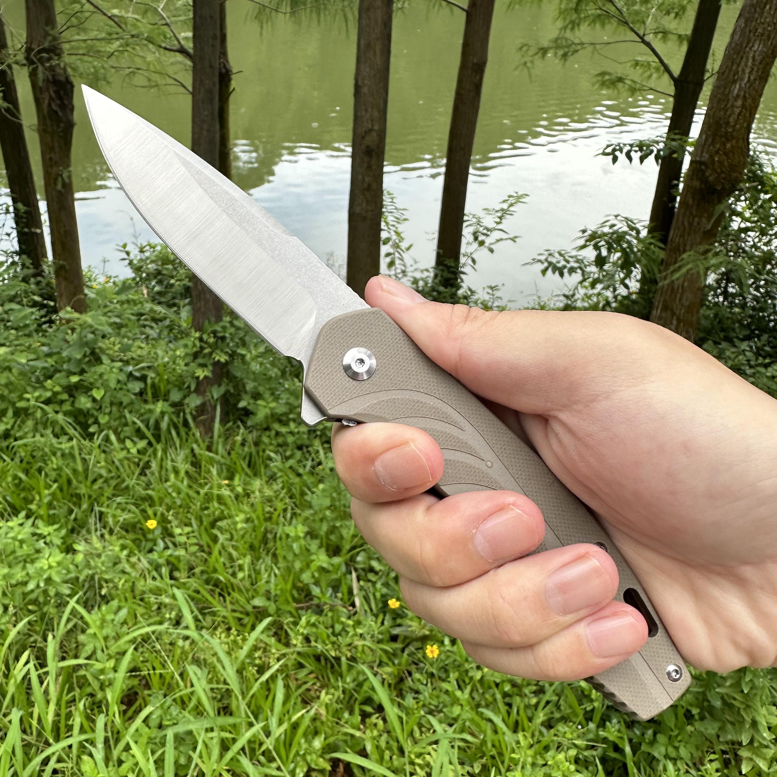 JJ048 D2 Blade G10 Handle Folding Knife Liner Lock