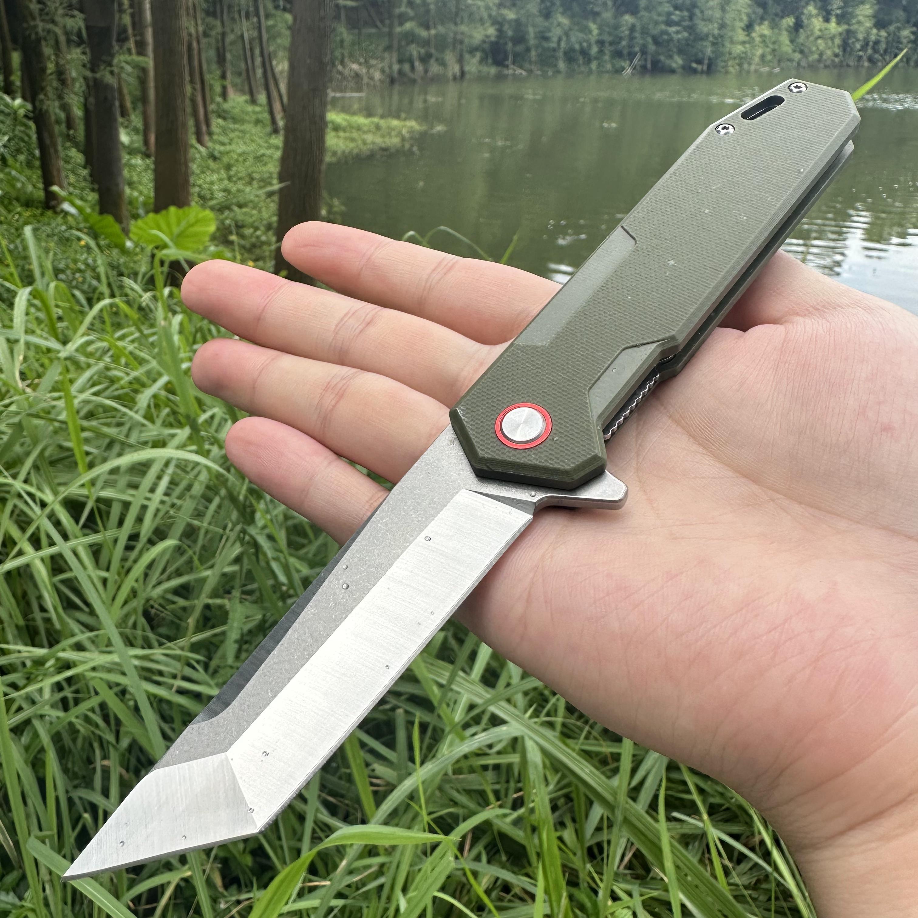 JJ049 D2 Blade G10 Handle Folding Knife Liner Lock