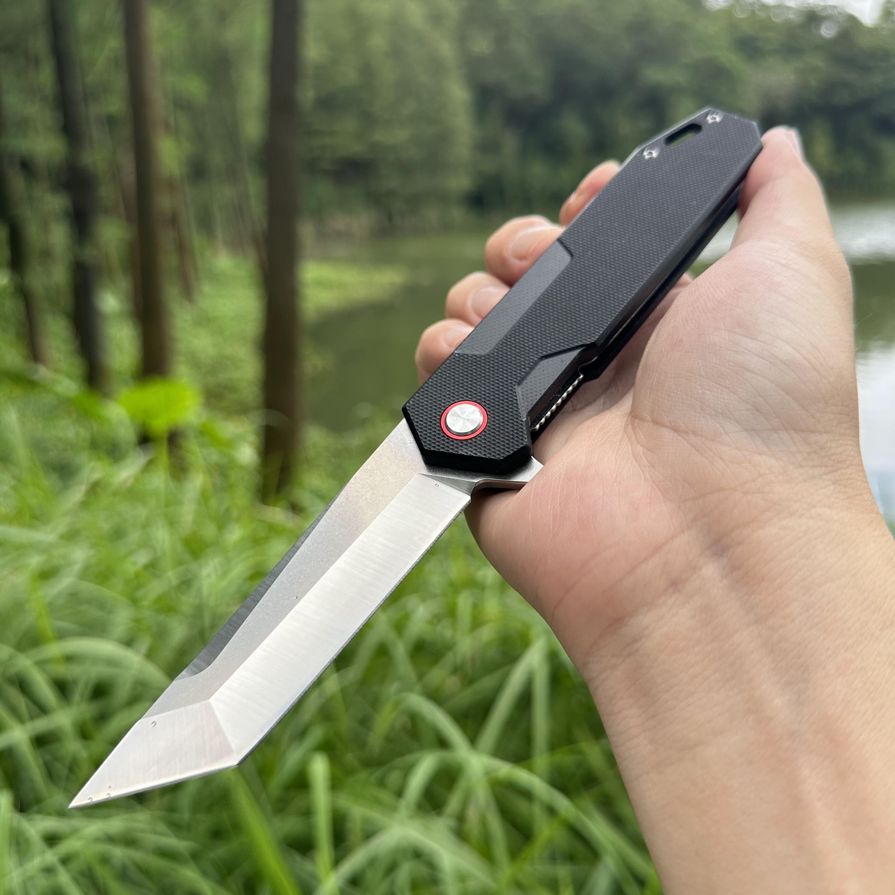 JJ049 D2 Blade G10 Handle Folding Knife Liner Lock