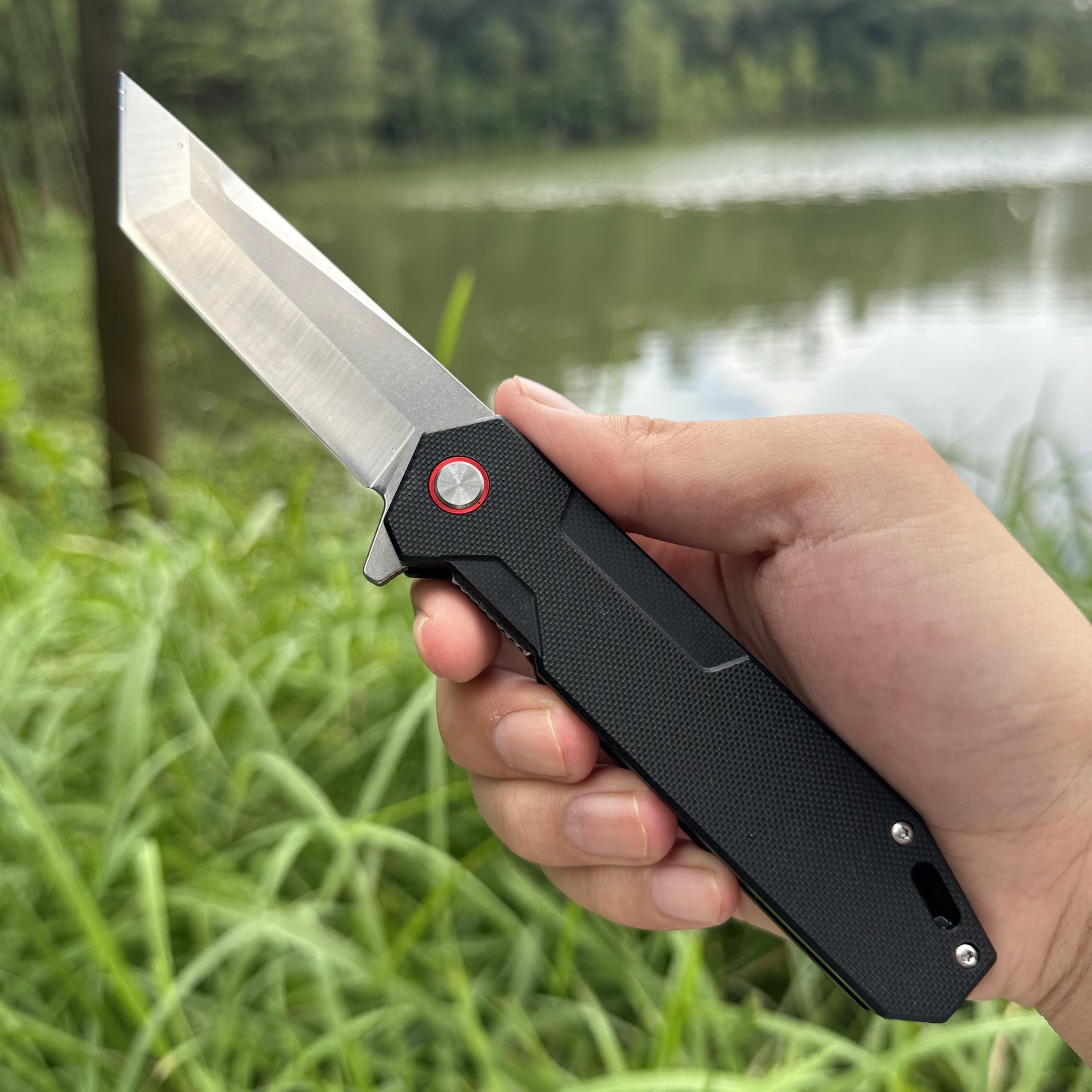 JJ049 D2 Blade G10 Handle Folding Knife Liner Lock