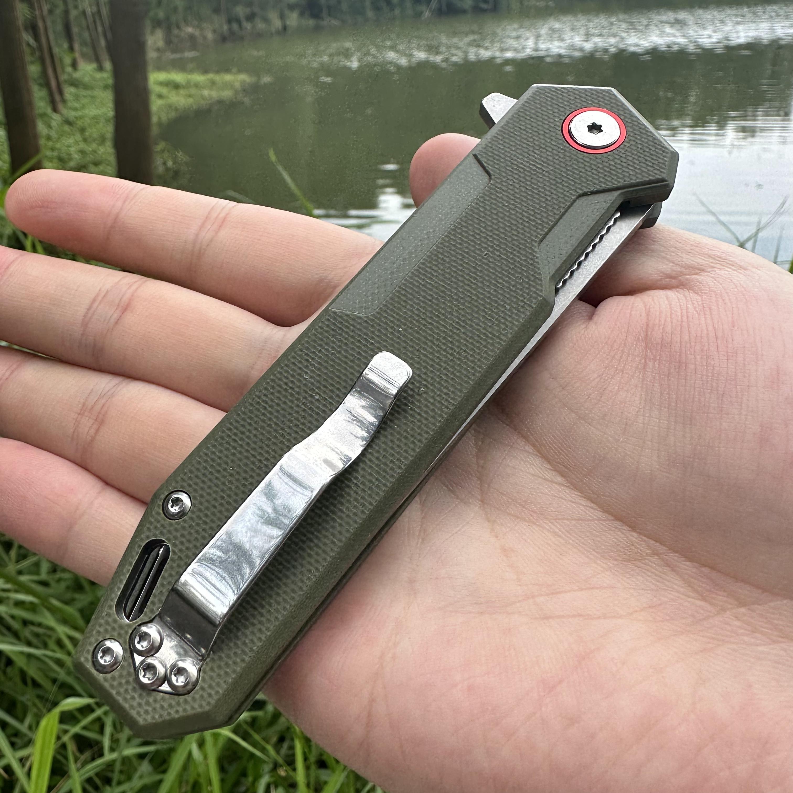 JJ049 D2 Blade G10 Handle Folding Knife Liner Lock