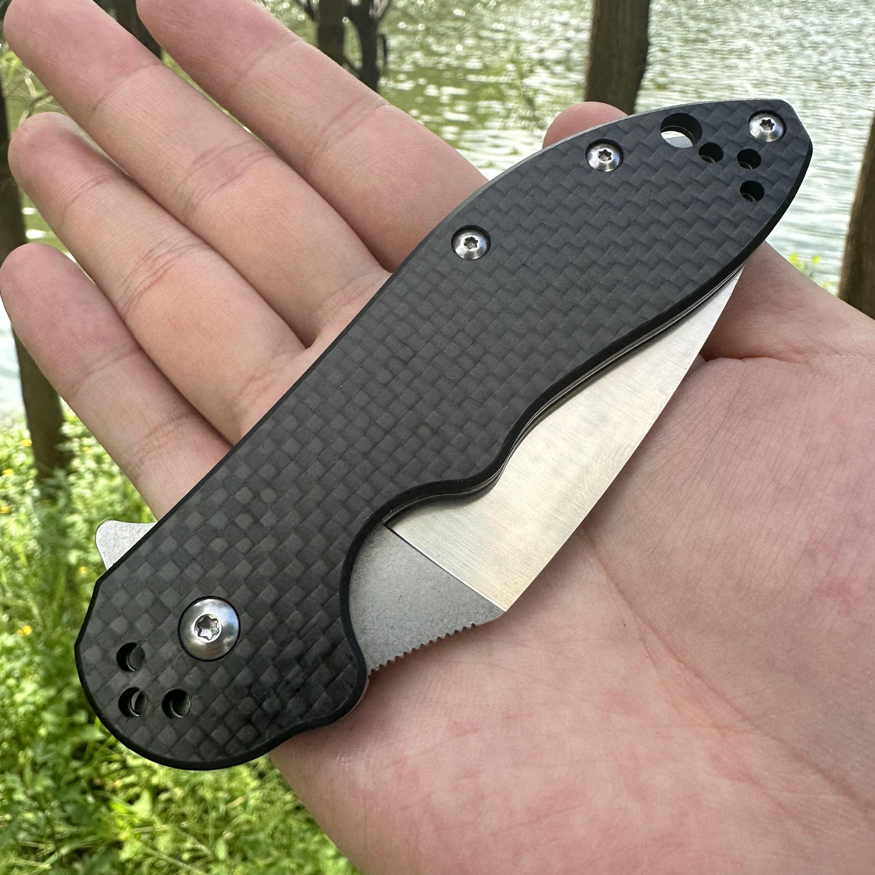 JJ024 D2 Blade S90V Carbon Fiber Handle Folding Knife Liner Lock