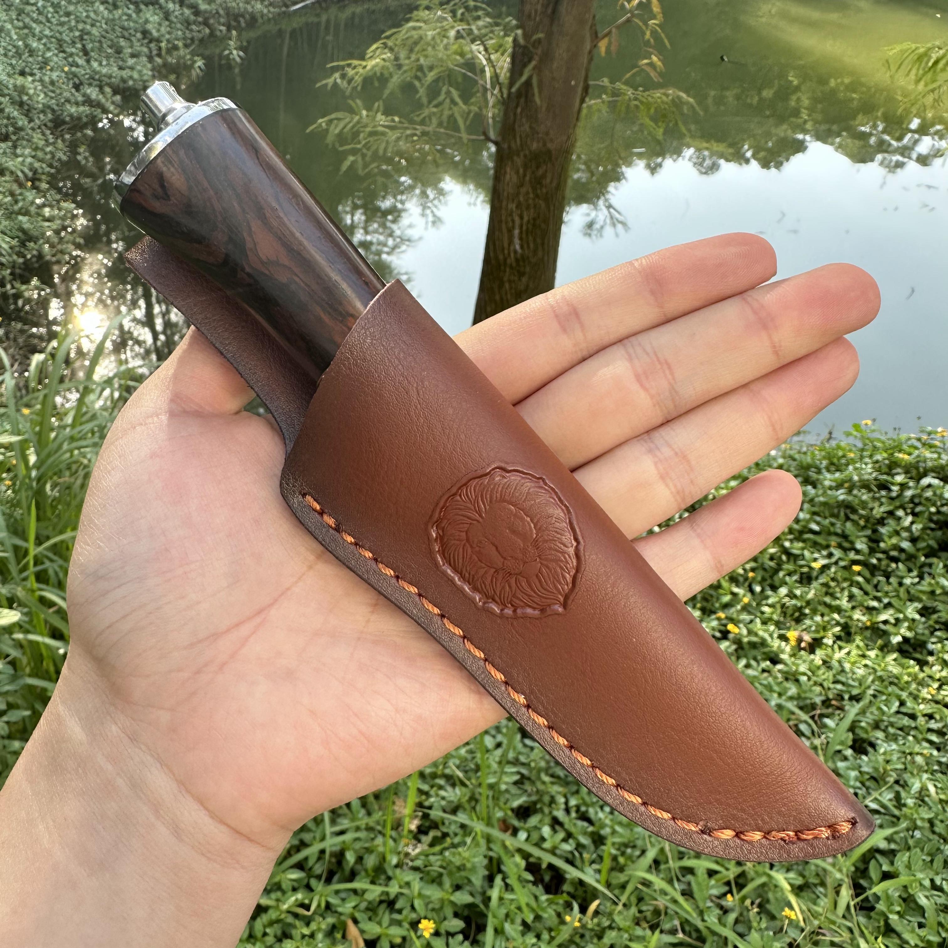 DG2373 Fixed 440C Blade Rosewood Handle Leather Sheath