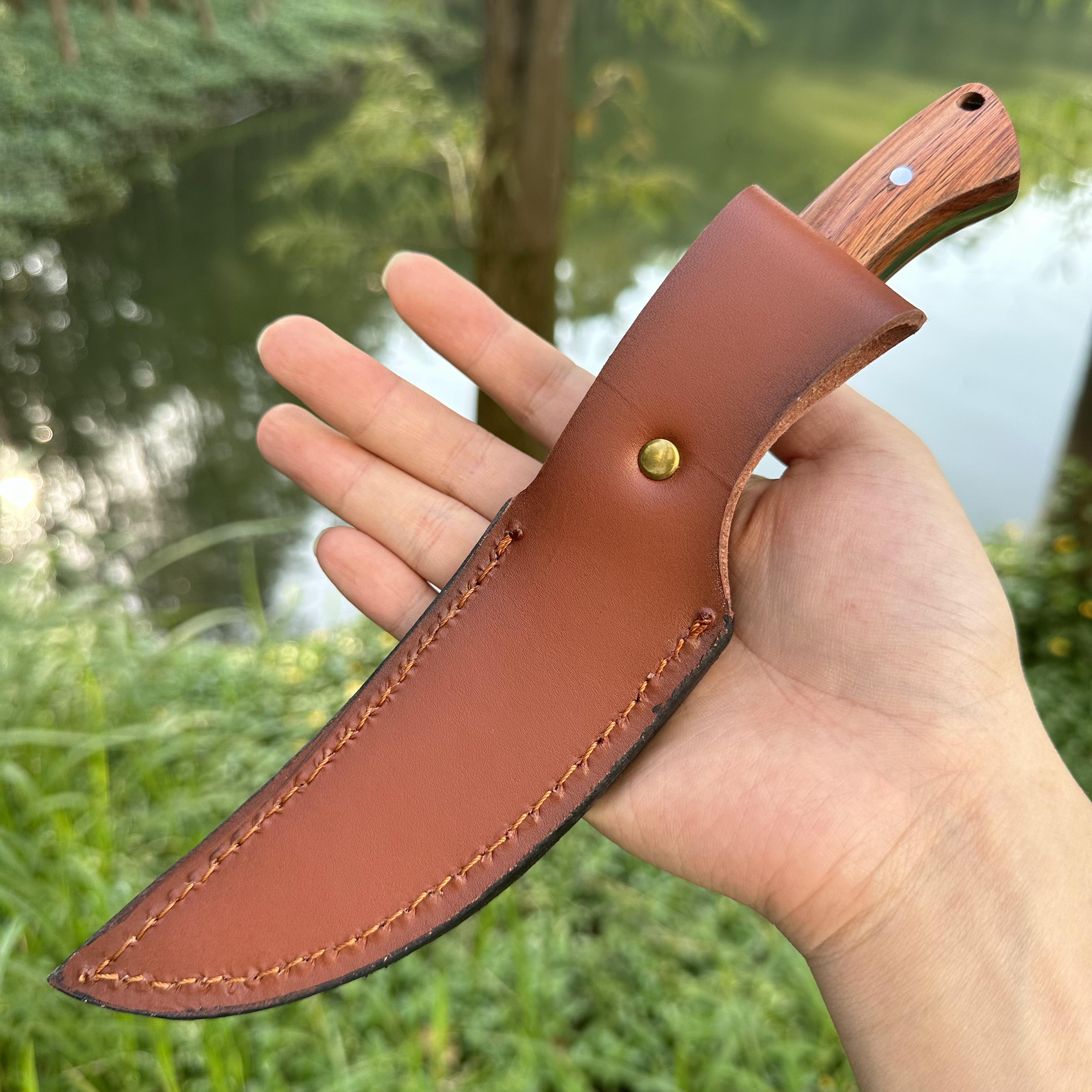 DG2376 Fixed 440C Blade Rosewood Handle Leather Sheath