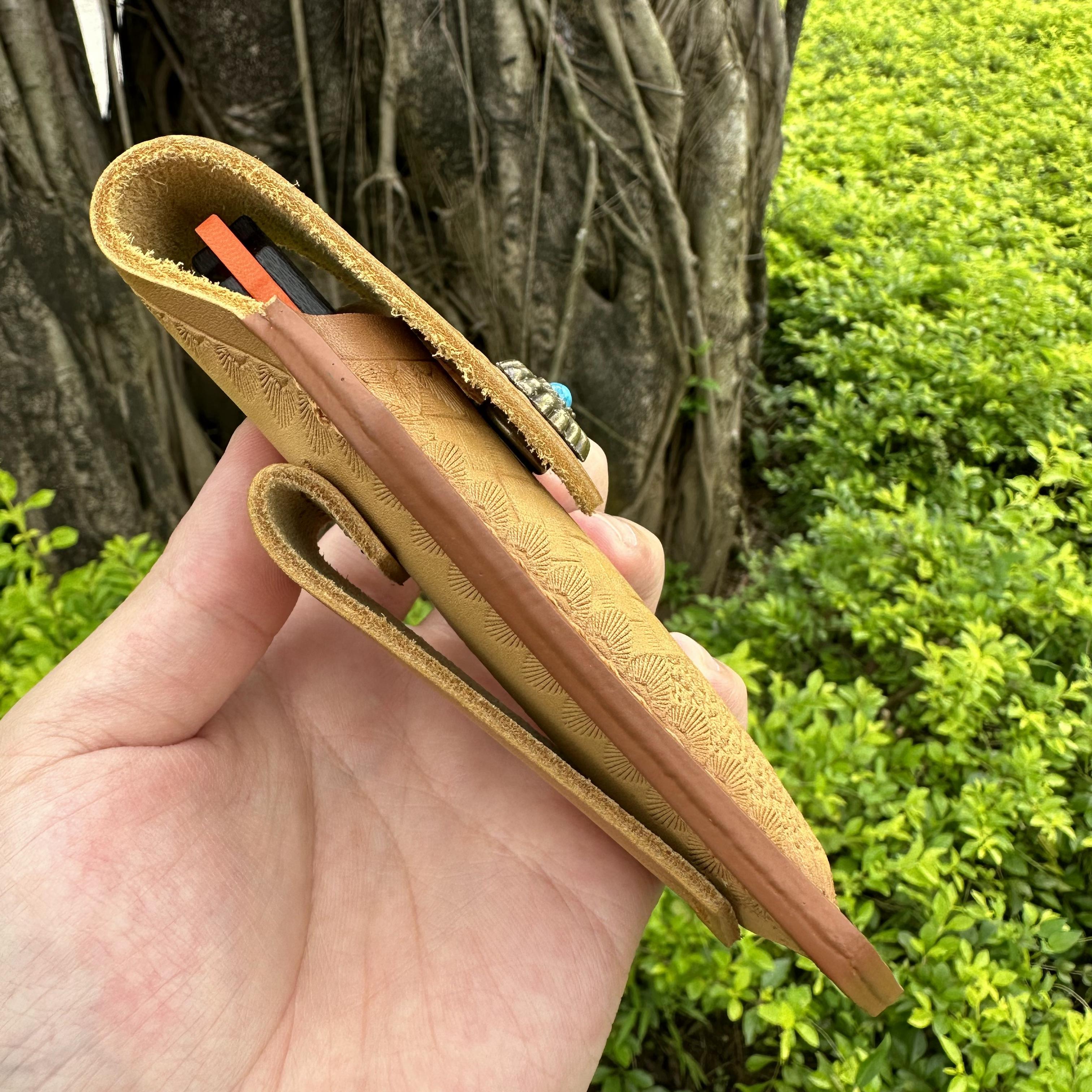 Top Leather Sheath For Folding Knife