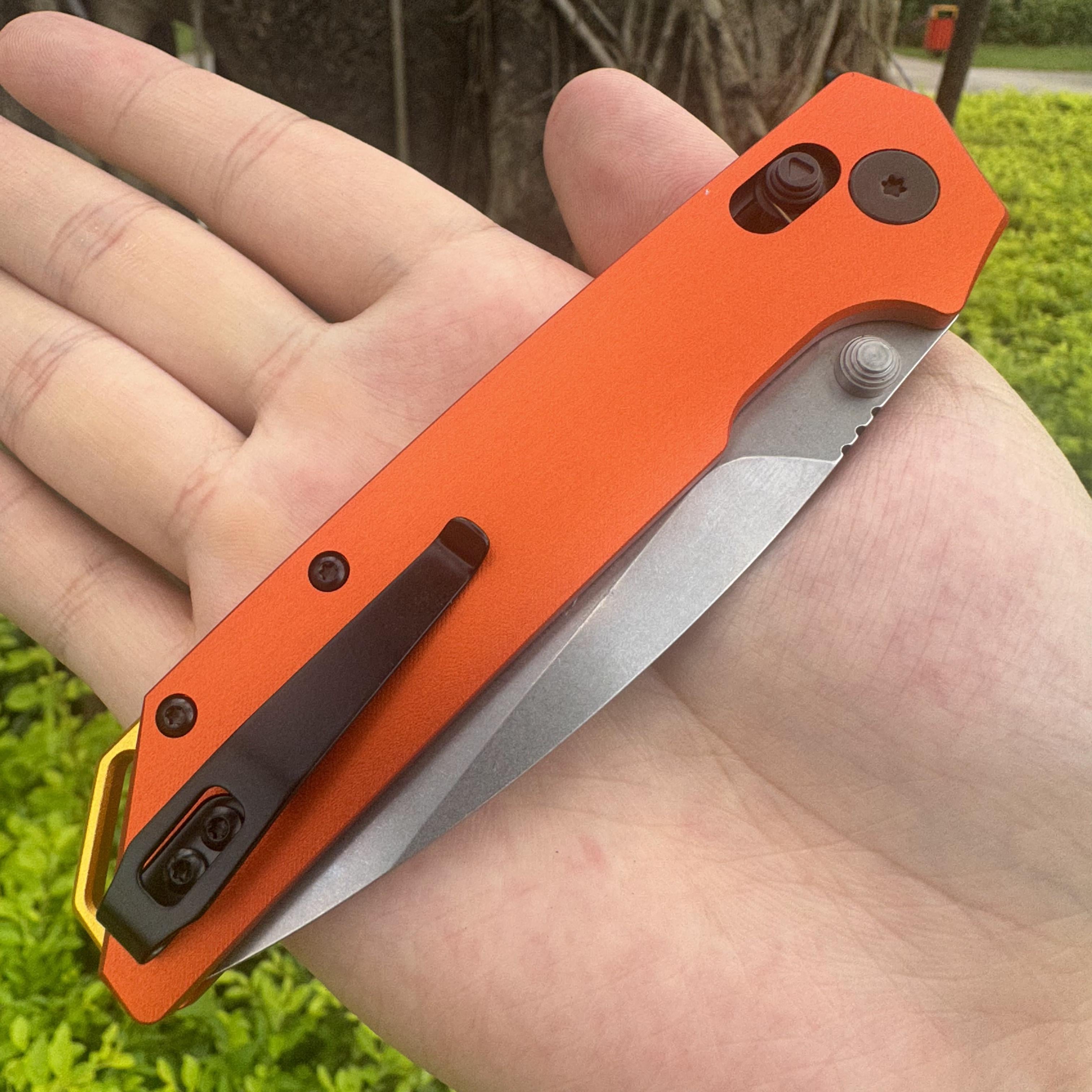 JJ198 D2 Steel Aluminum Handle Folding Knife Axis Lock