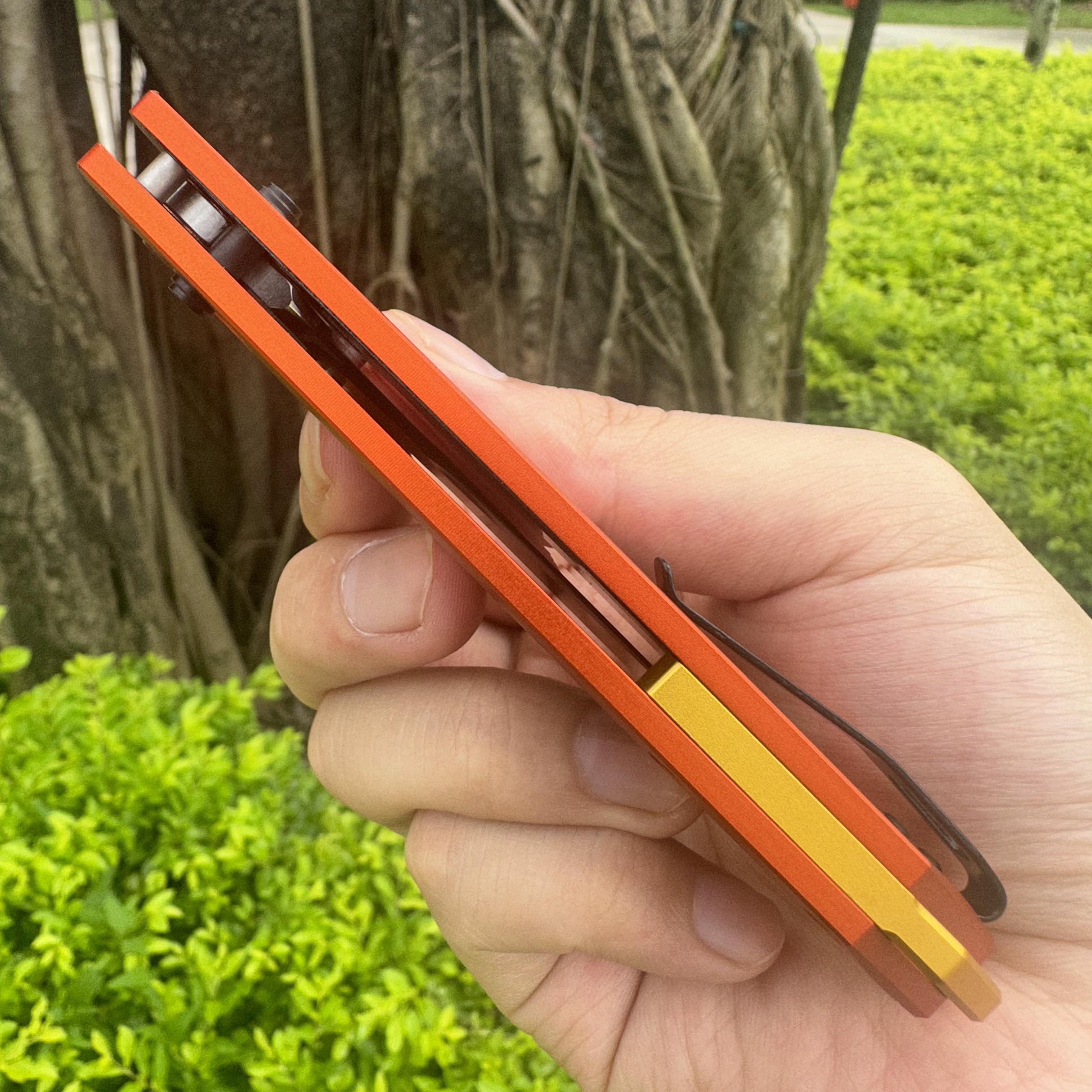 JJ198 D2 Steel Aluminum Handle Folding Knife Axis Lock