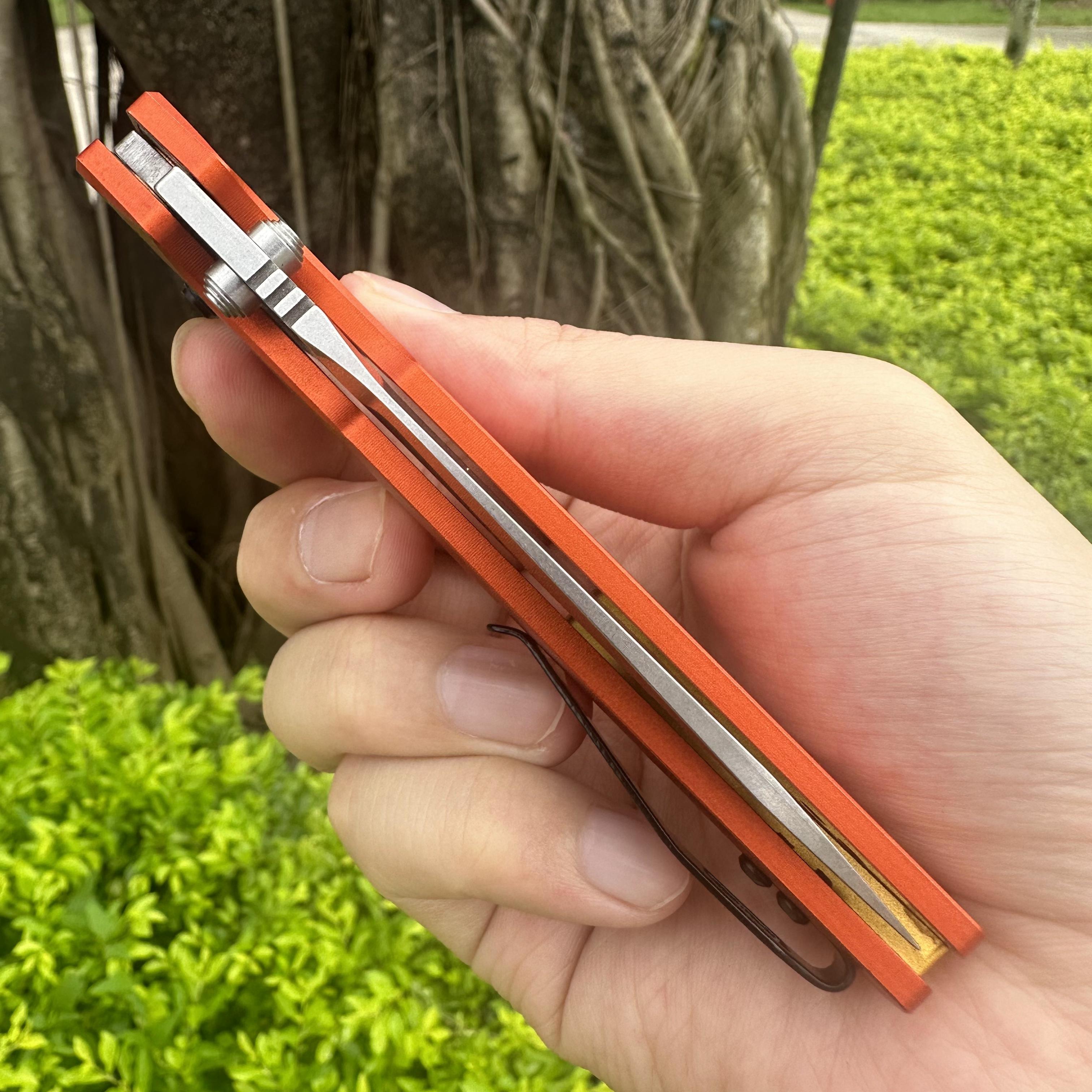 JJ198 D2 Steel Aluminum Handle Folding Knife Axis Lock