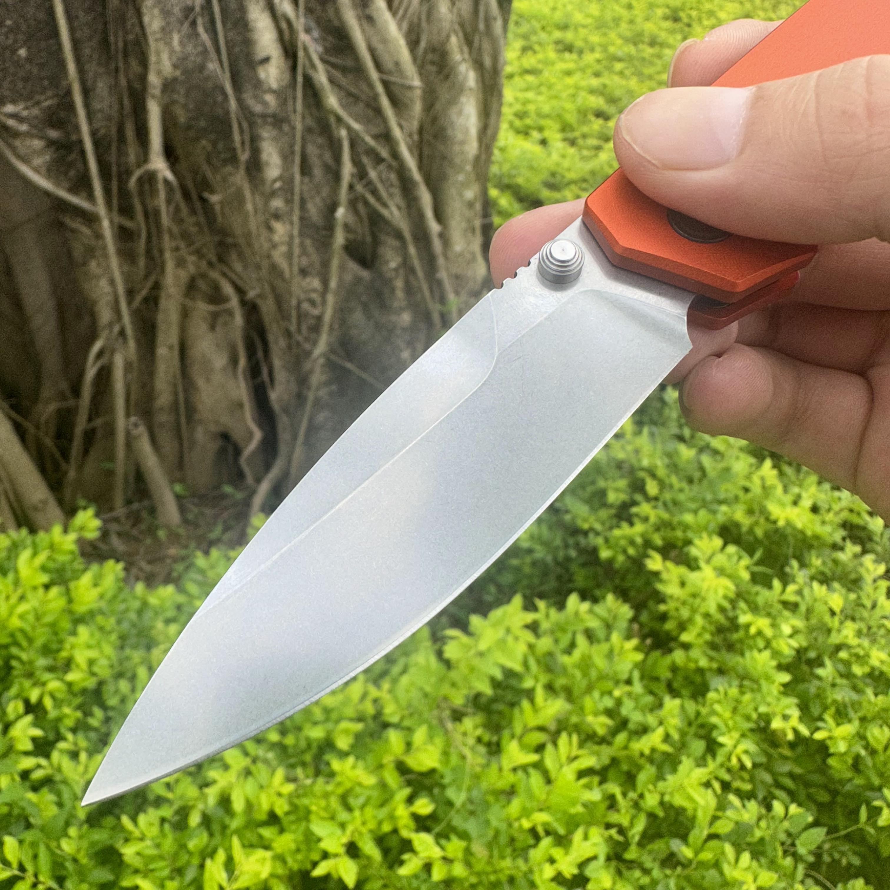 JJ198 D2 Steel Aluminum Handle Folding Knife Axis Lock