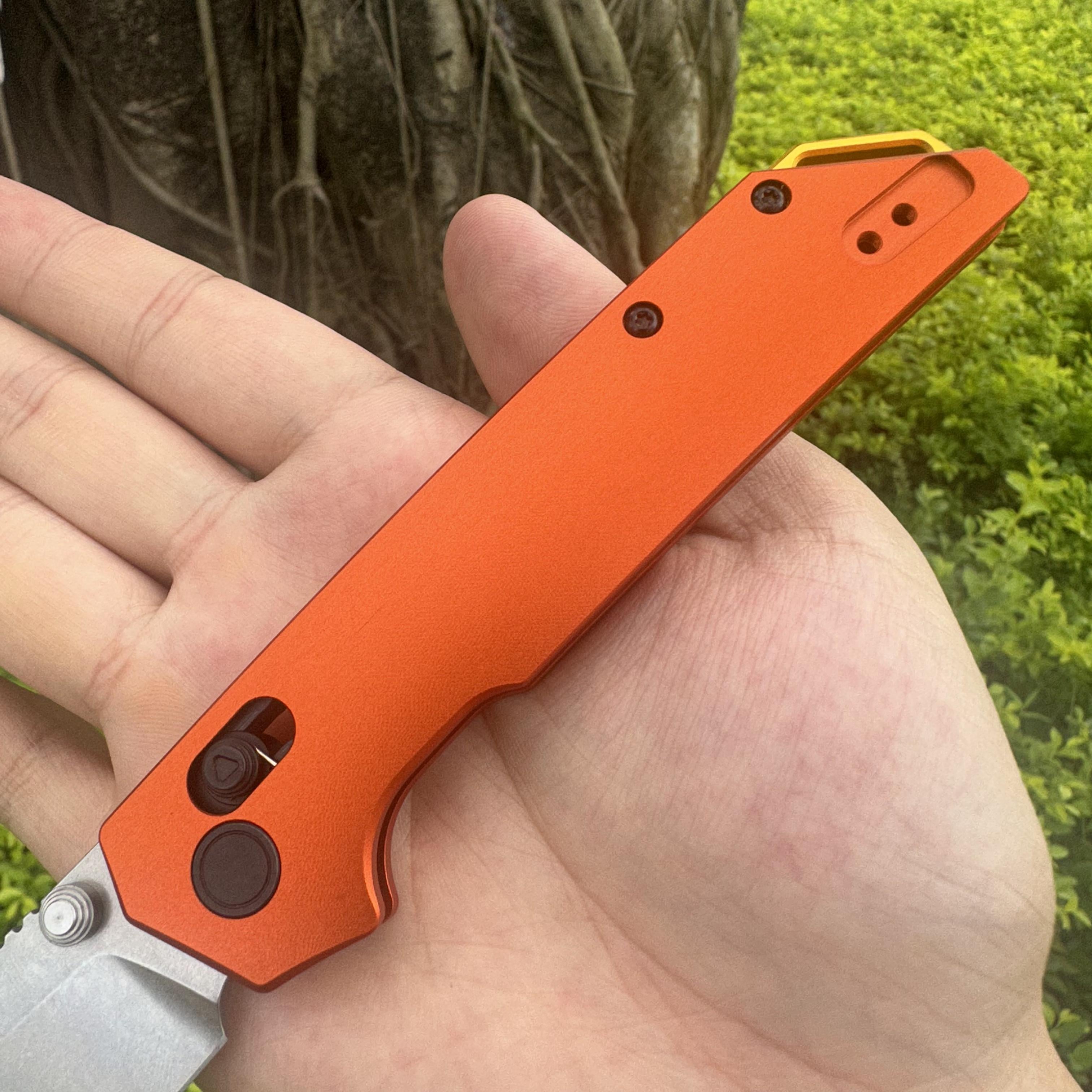 JJ198 D2 Steel Aluminum Handle Folding Knife Axis Lock