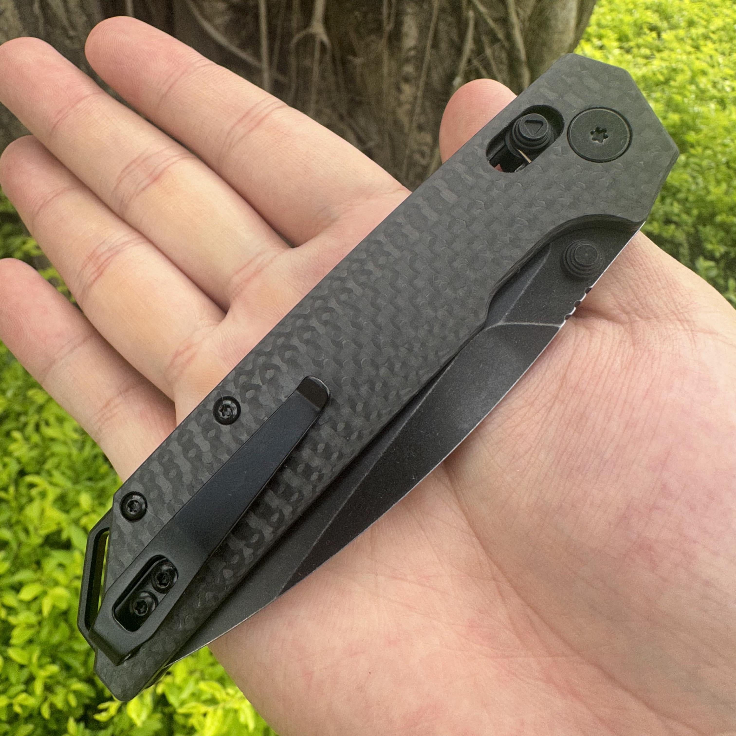 JJ198C D2 Steel Carbon Fiber Folder Axis Lock