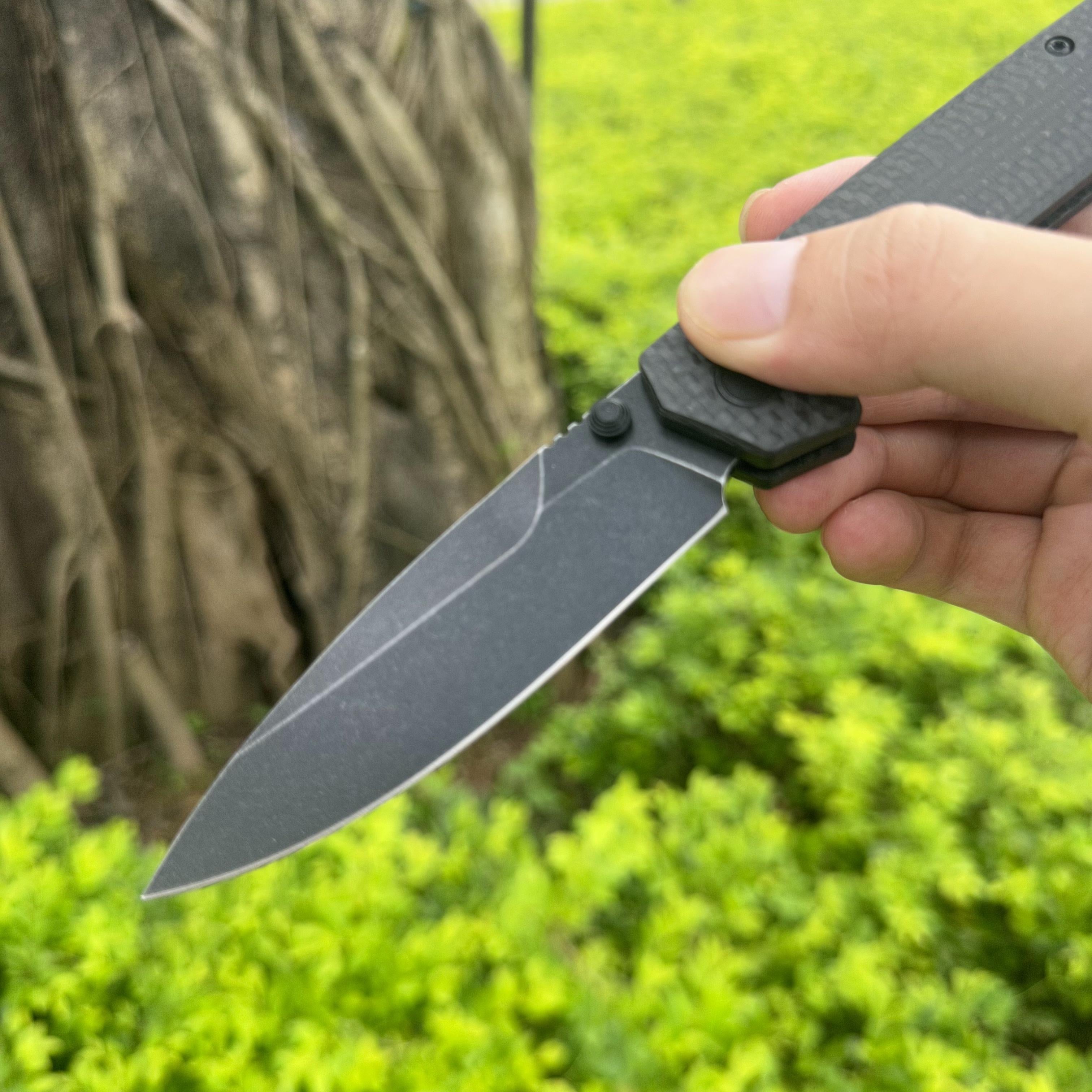 JJ198C D2 Steel Carbon Fiber Folder Axis Lock