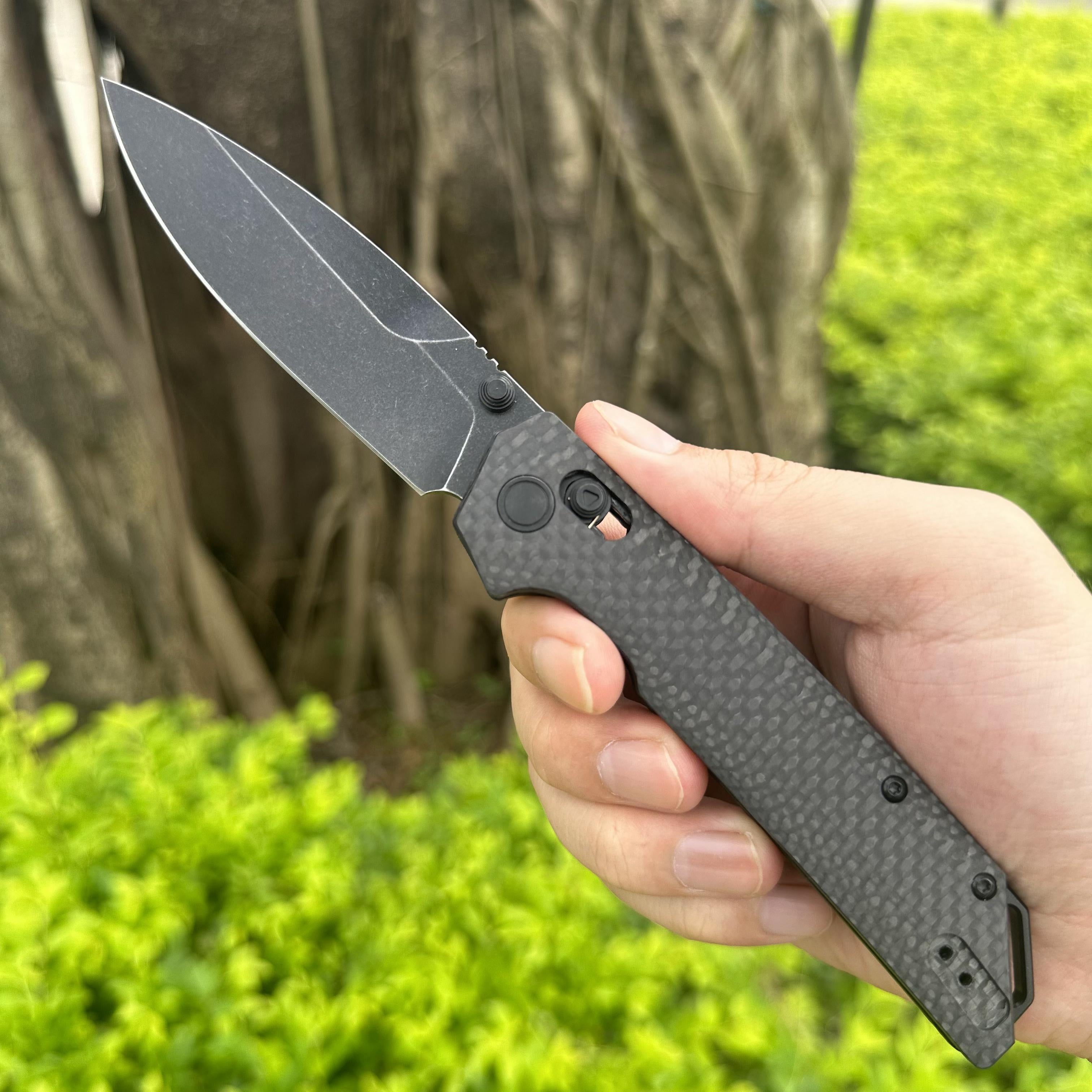 JJ198C D2 Steel Carbon Fiber Folder Axis Lock