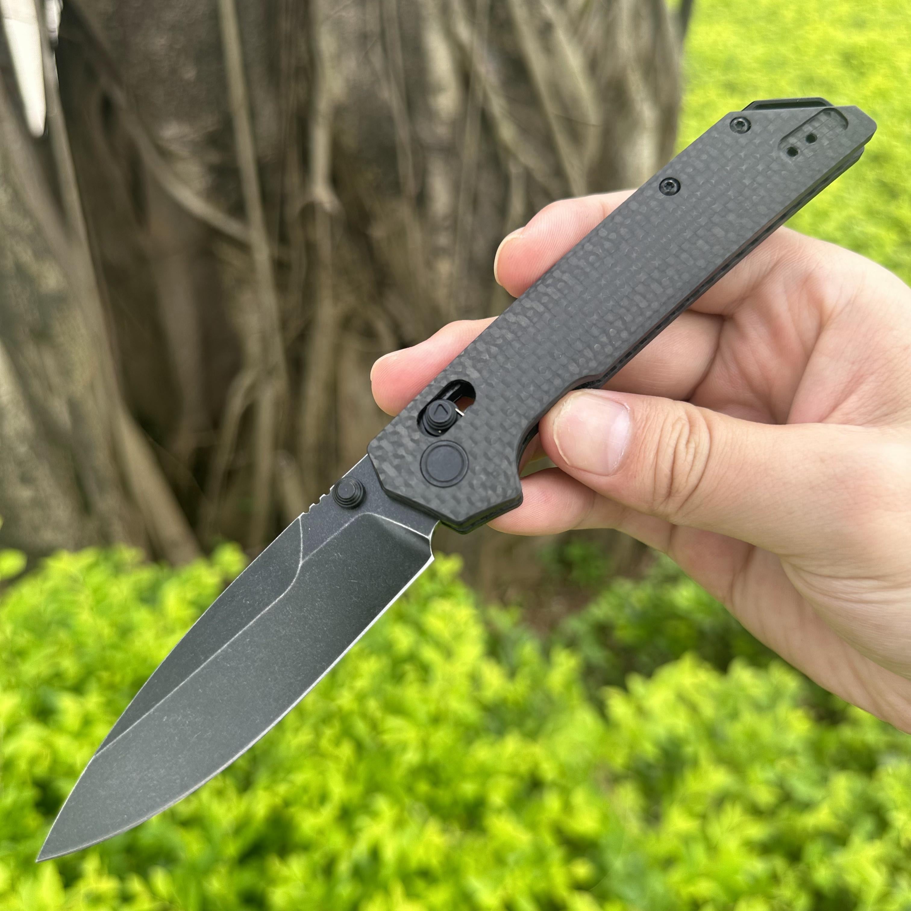 JJ198C D2 Steel Carbon Fiber Folder Axis Lock