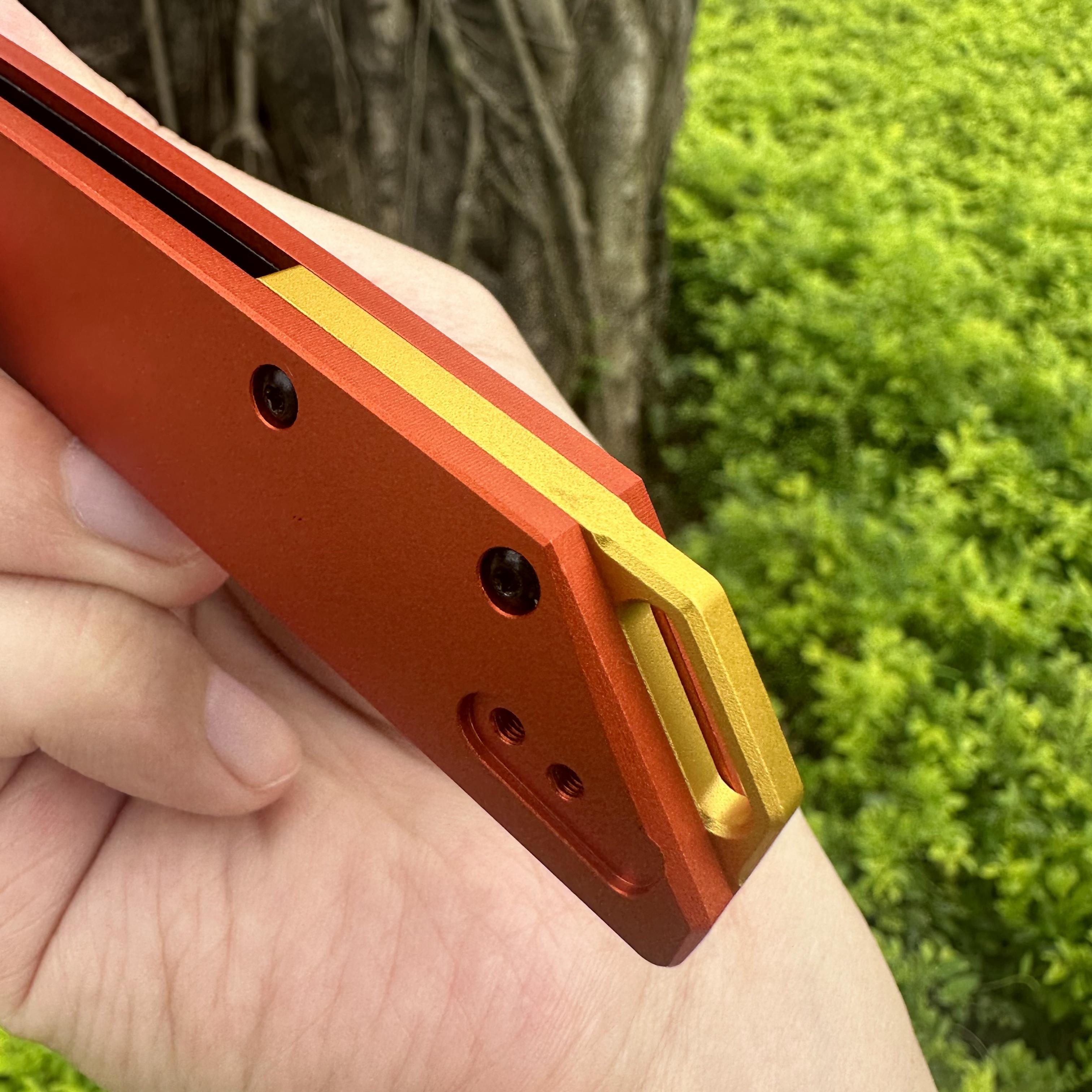 JJ198 D2 Steel Aluminum Handle Folding Knife Axis Lock