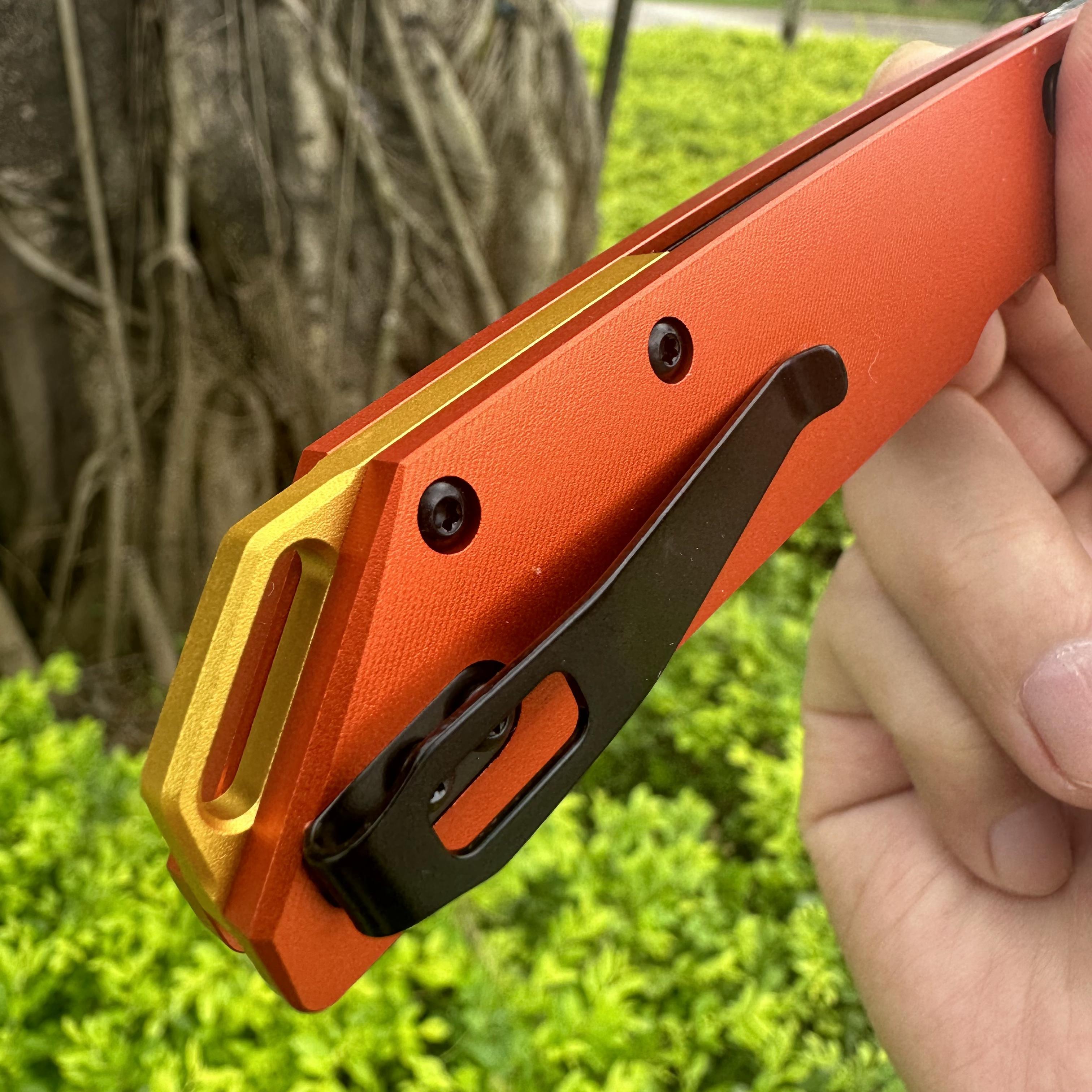 JJ198 D2 Steel Aluminum Handle Folding Knife Axis Lock