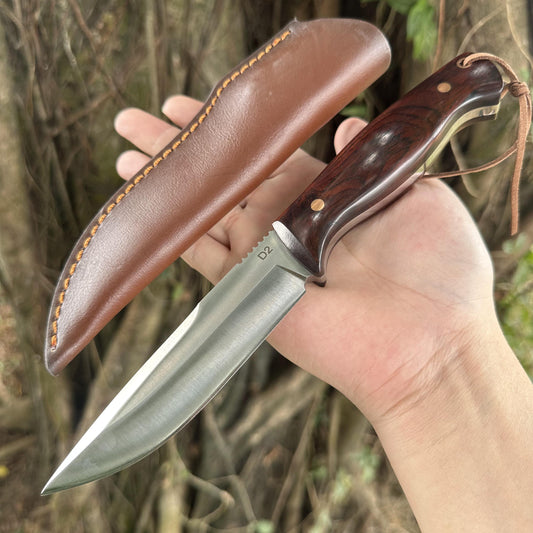 XG4262 Fixed D2 Blade Cocobolo Wood Handle Leather Sheath