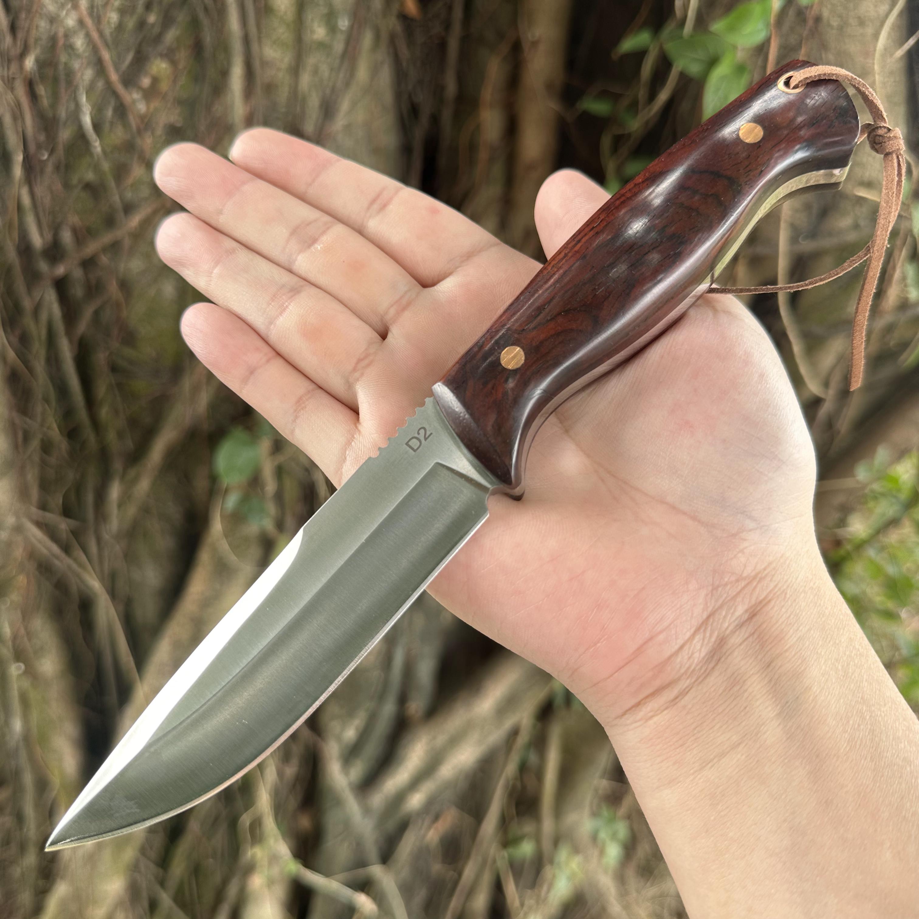 XG4262 Fixed D2 Blade Cocobolo Wood Handle Leather Sheath