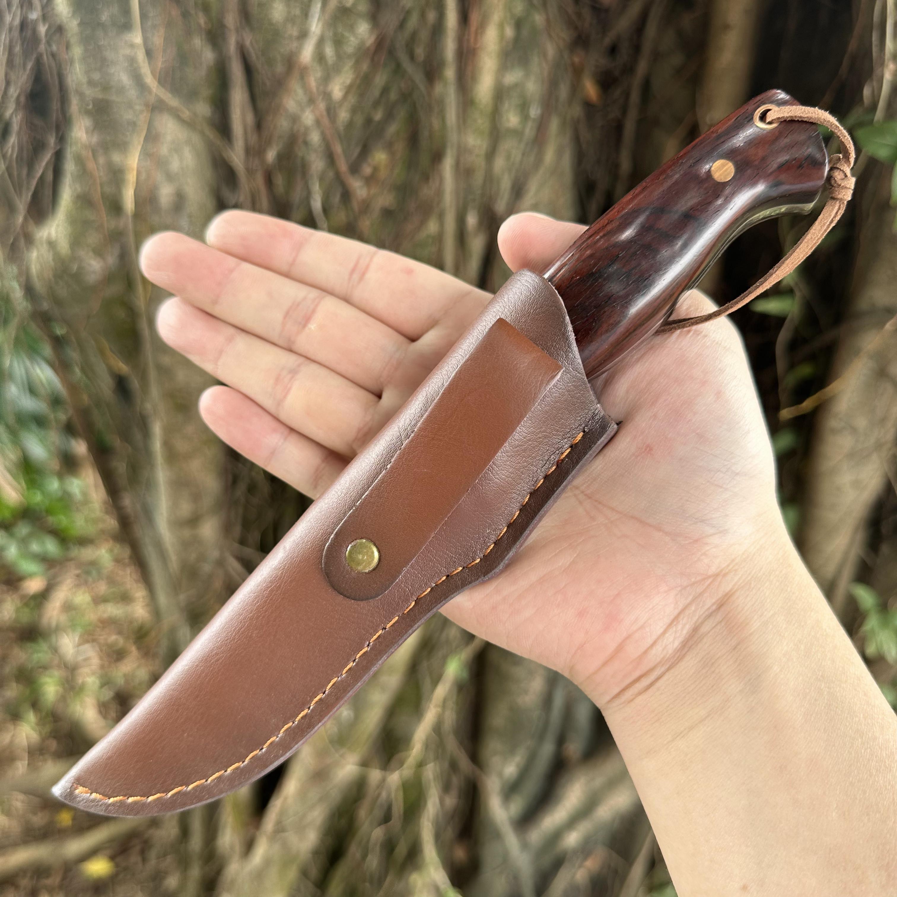 XG4262 Fixed D2 Blade Cocobolo Wood Handle Leather Sheath