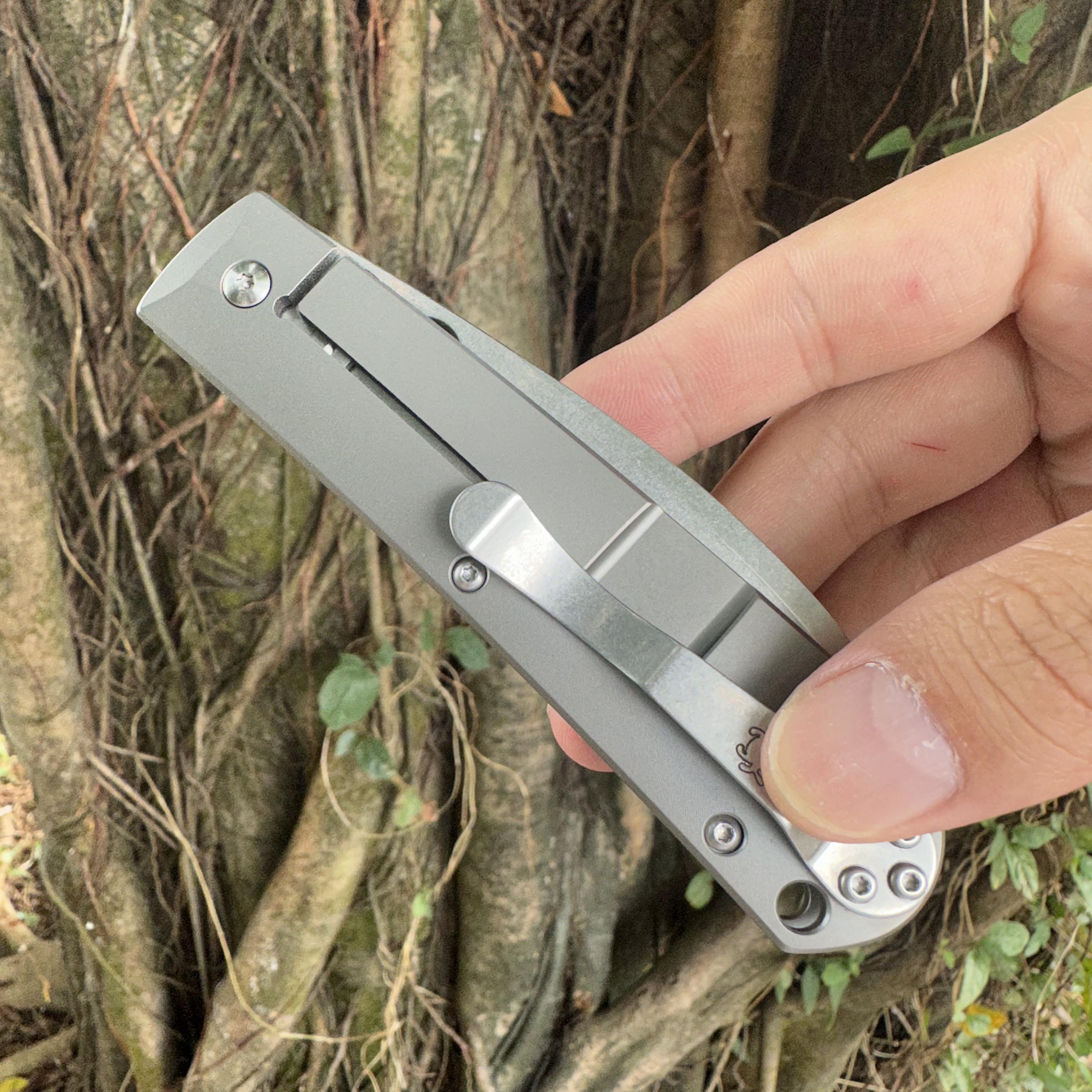 C249TI D2 Blade Titanium Handle Folding Knife Frame Lock