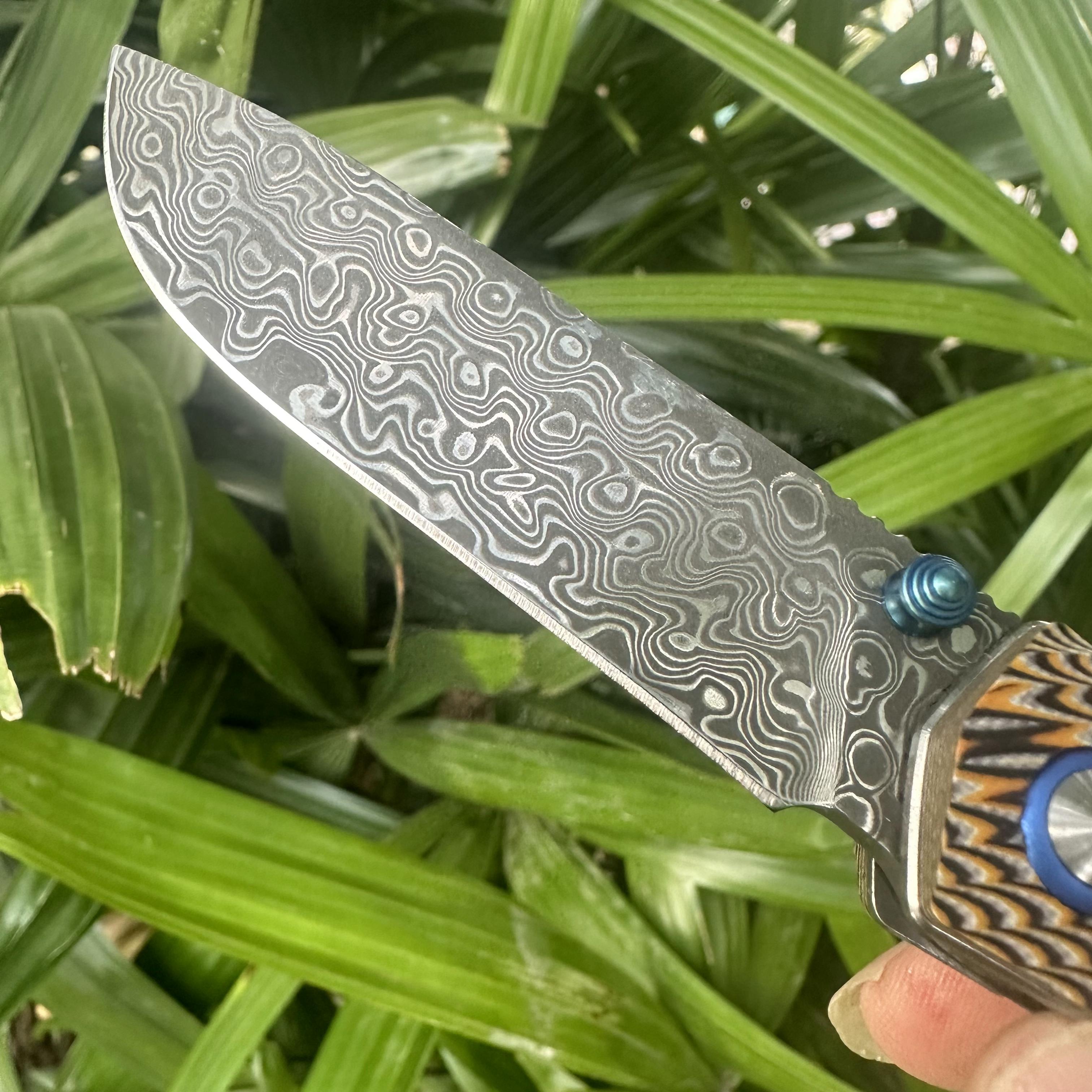 TF1040 Damascus VG10 Blade G10 Handle Folding Knife Liner Lock