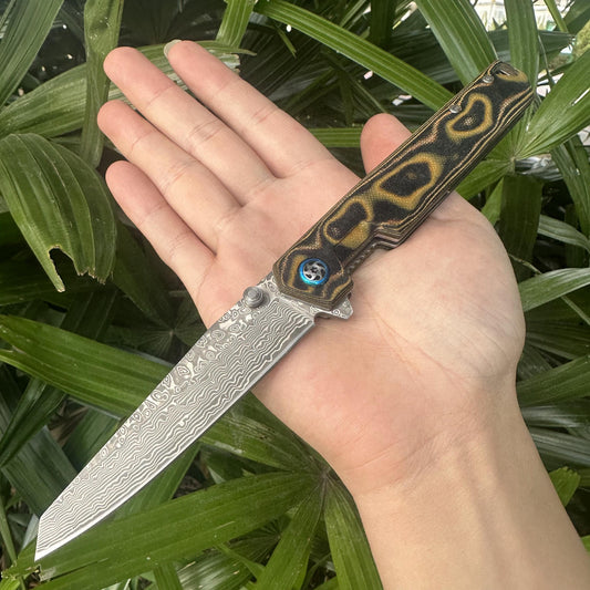 YH002 Damascus VG10 Blade G10 Handle Folding Knife Liner Lock