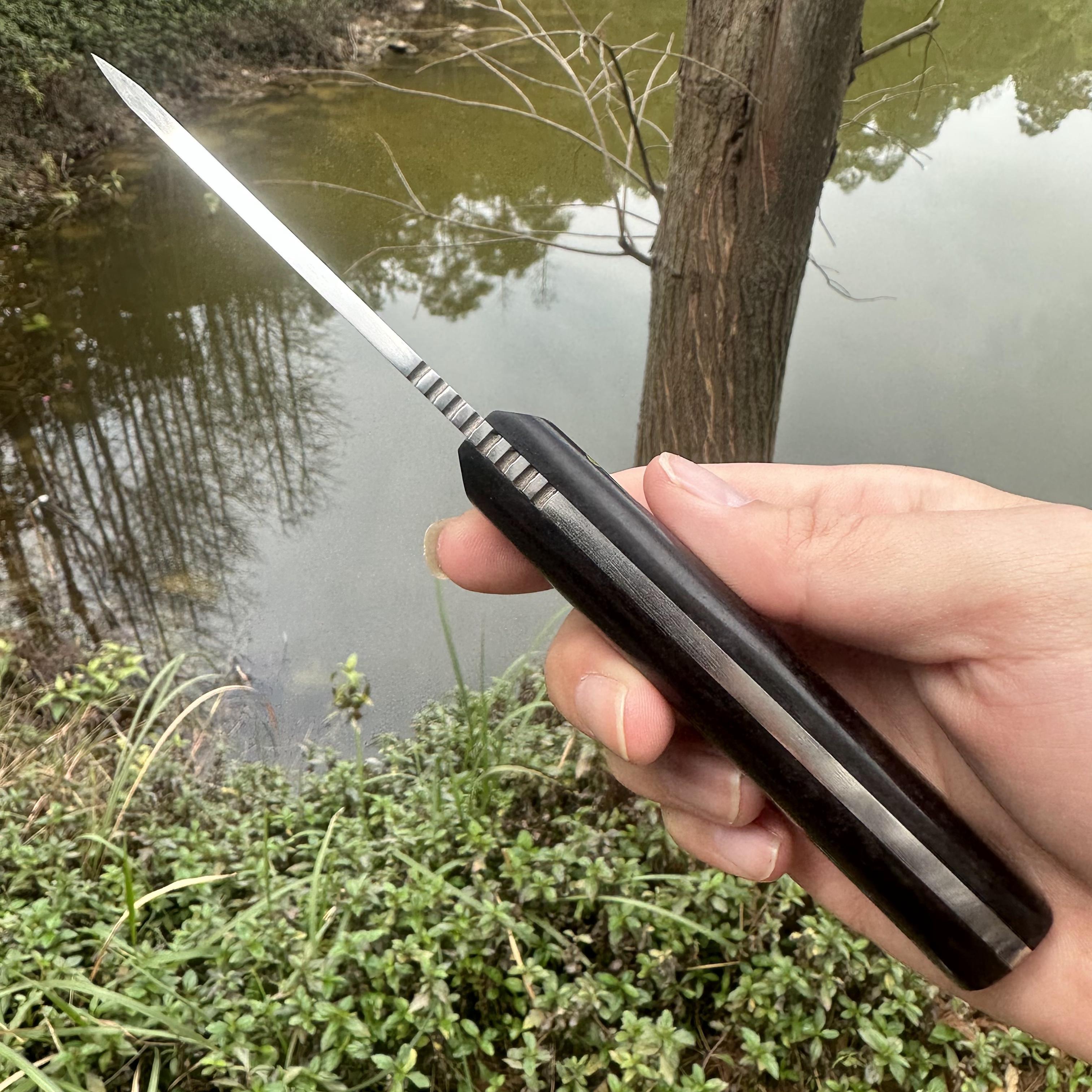 NK1313  Fixed AUS-8 Blade Knife Sandalwood Handle Leather Sheath