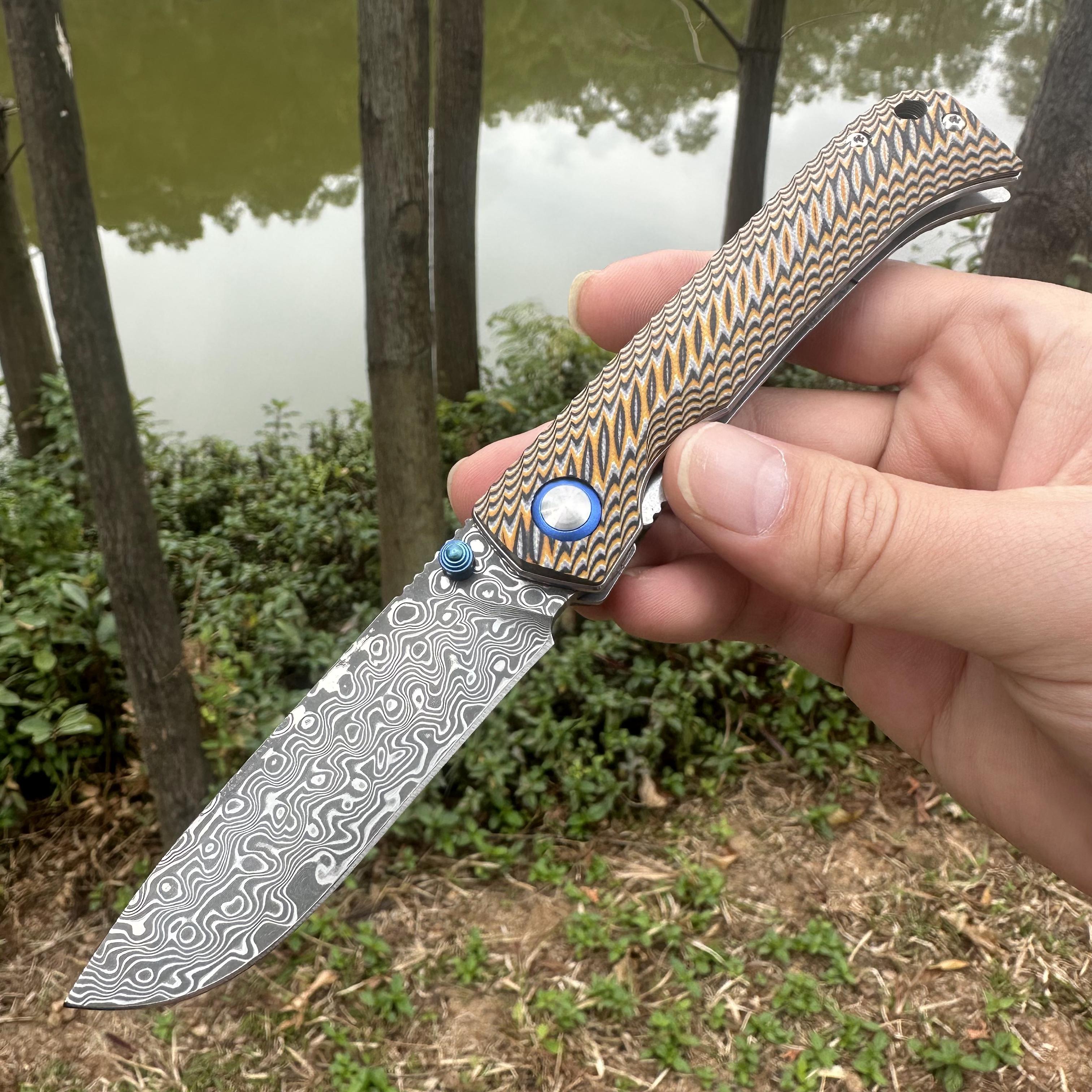 TF1040 Damascus VG10 Blade G10 Handle Folding Knife Liner Lock