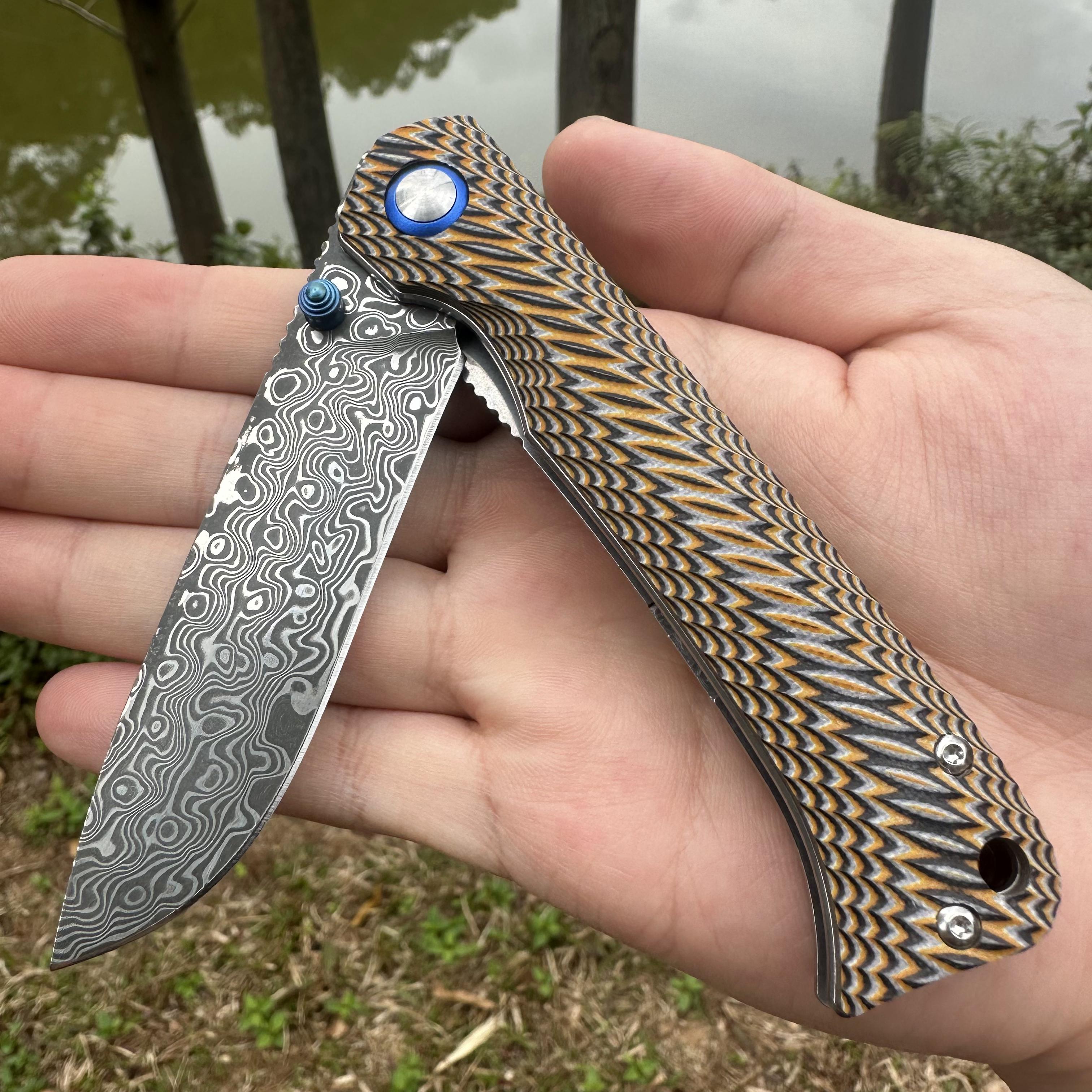 TF1040 Damascus VG10 Blade G10 Handle Folding Knife Liner Lock