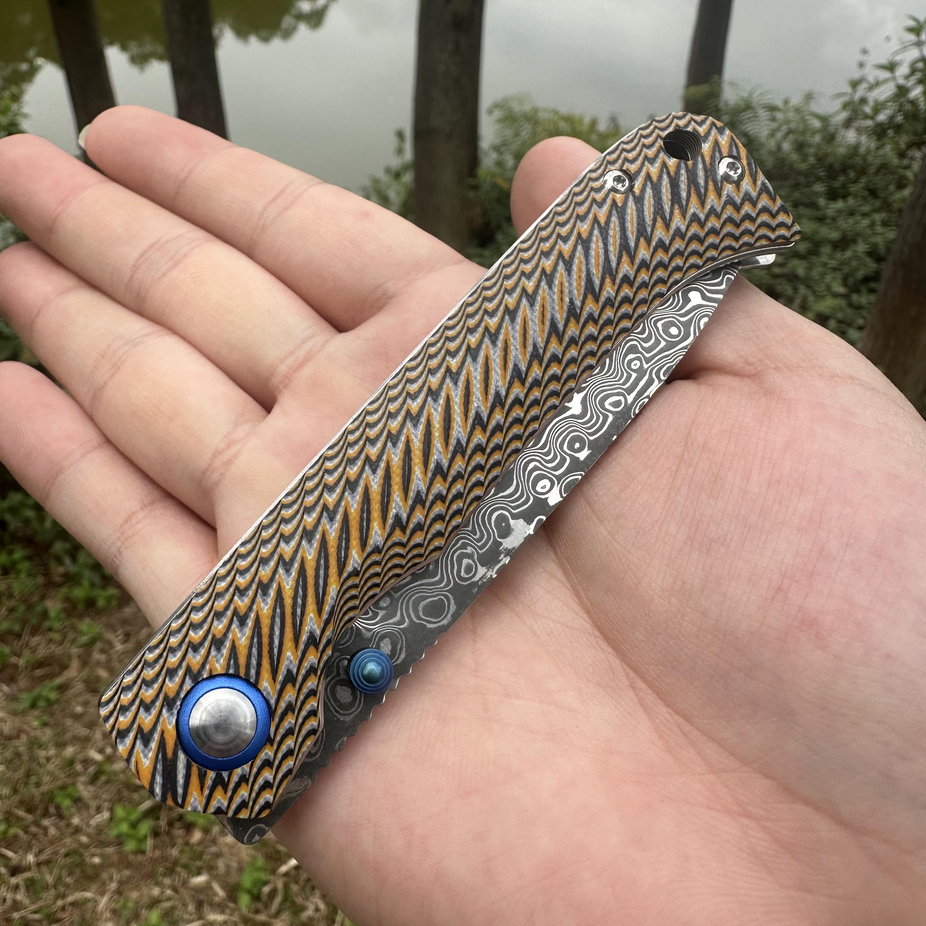 TF1040 Damascus VG10 Blade G10 Handle Folding Knife Liner Lock