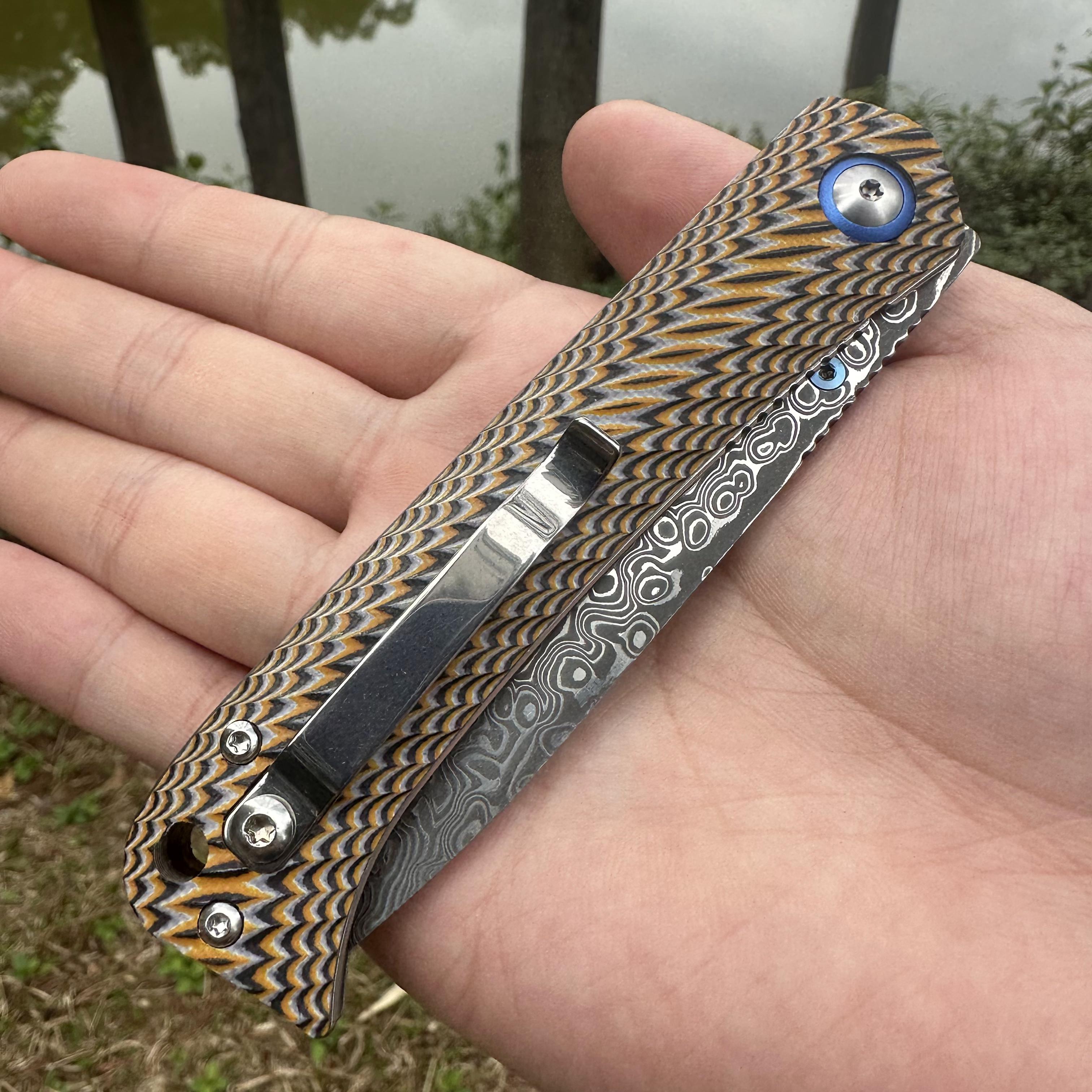 TF1040 Damascus VG10 Blade G10 Handle Folding Knife Liner Lock