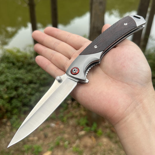 YH005 S30V Blade Black Wood Handle Folding Knife Liner Lock