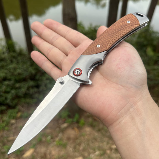 YH004 S30V Blade Red Wood Handle Folding Knife Liner Lock