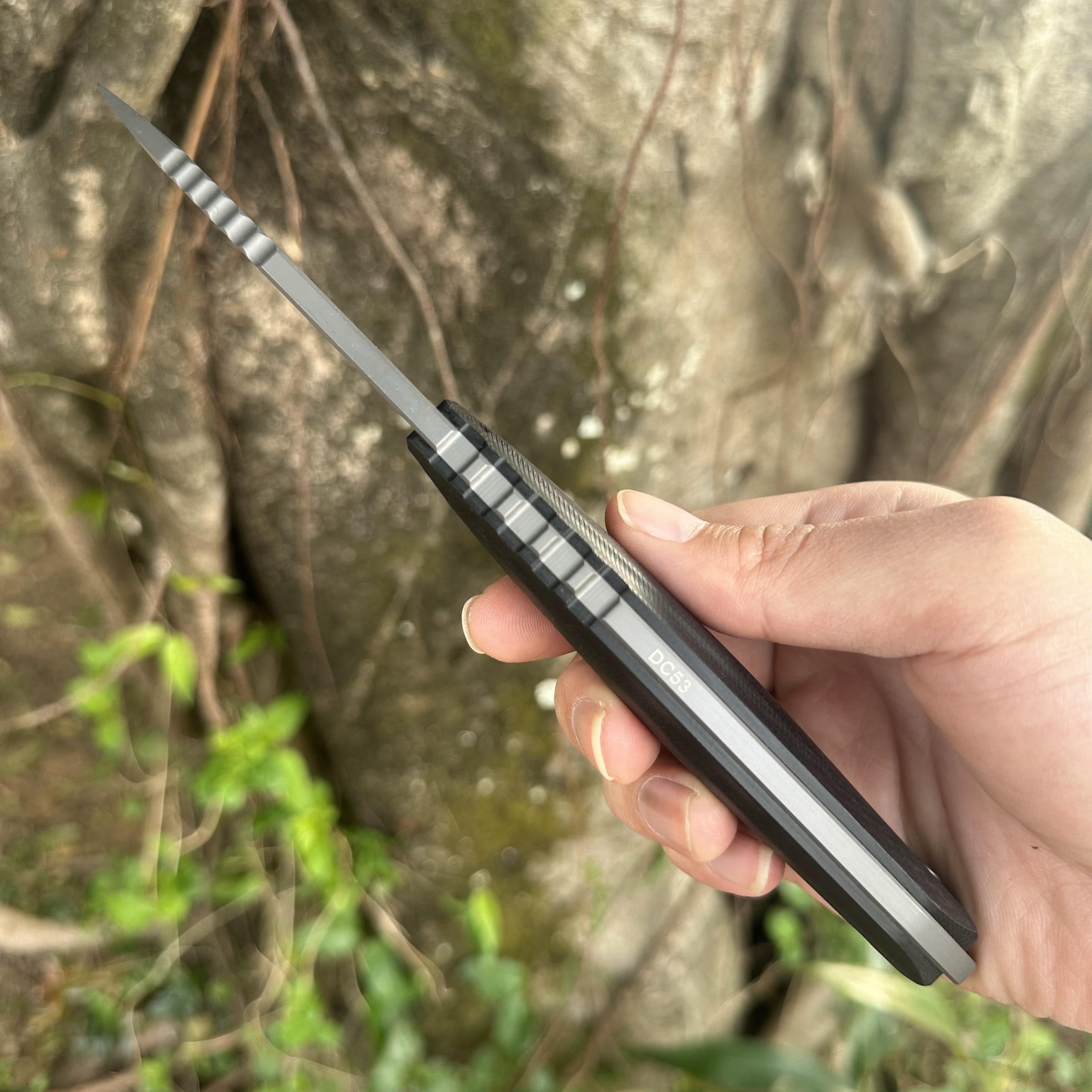 JG032 DC53 Steel Fixed Blade Knife G10 Handle Kydex Sheath