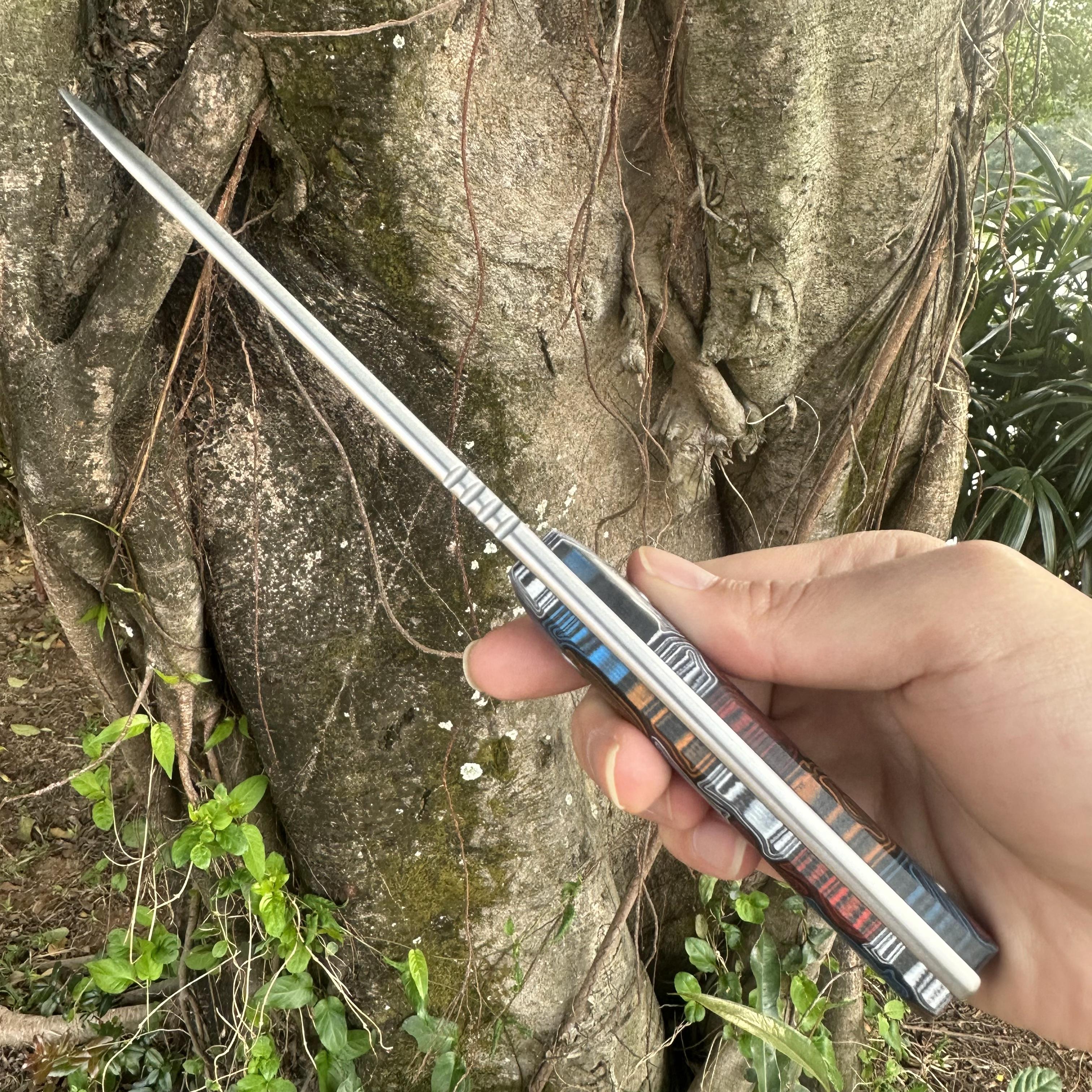 JG035 DC53 Steel Fixed Blade Knife Damascus G10 Handle Carbon Fiber Kydex Sheath