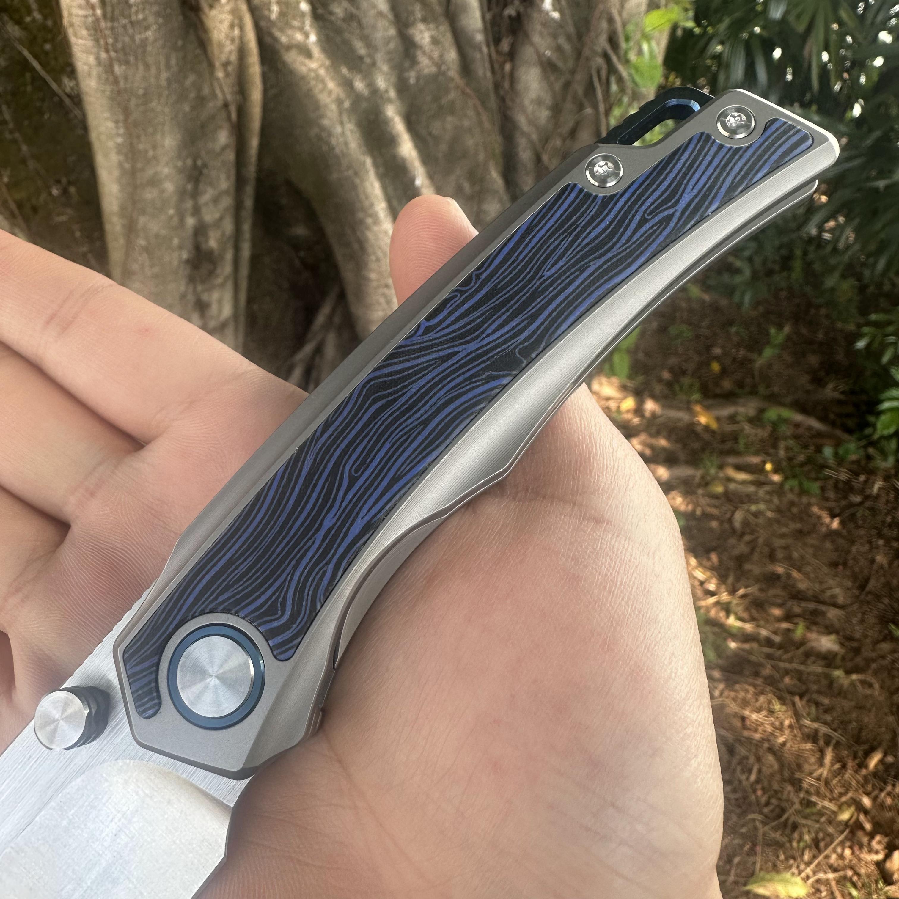 JG037 S60V Blade Titanium Alloy Handle Pocket Knife Liner Lock