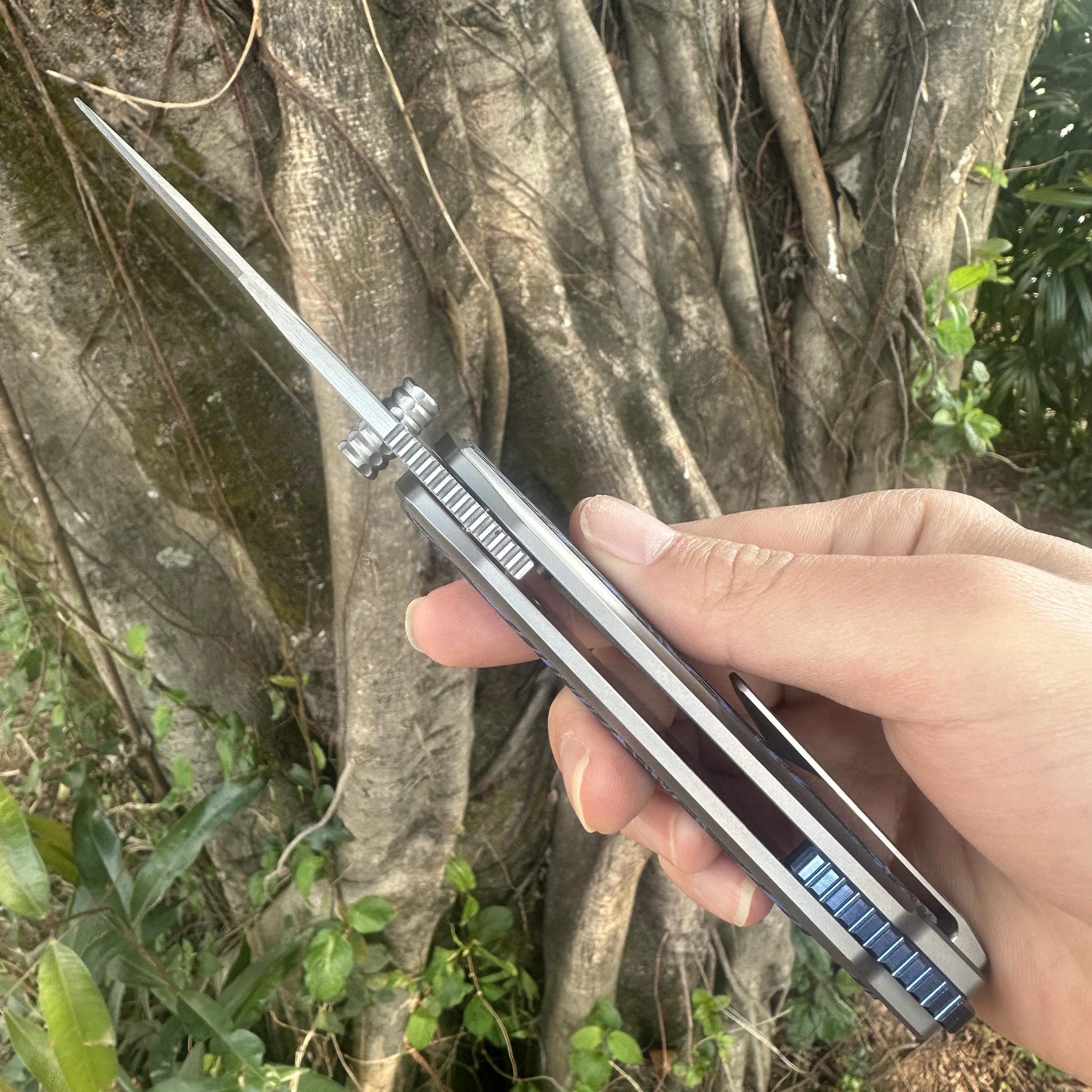 JG037 S60V Blade Titanium Alloy Handle Pocket Knife Liner Lock