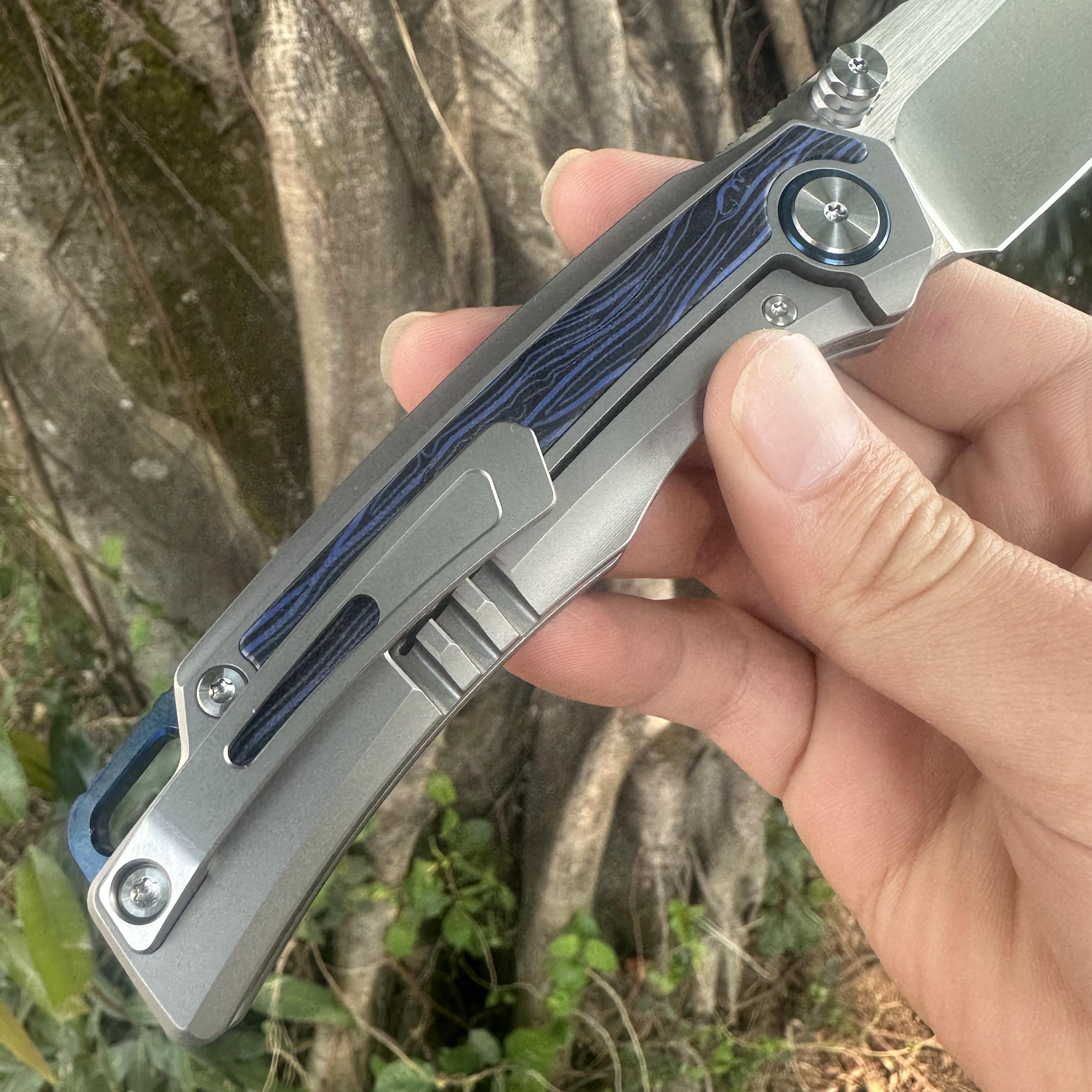 JG037 S60V Blade Titanium Alloy Handle Pocket Knife Liner Lock